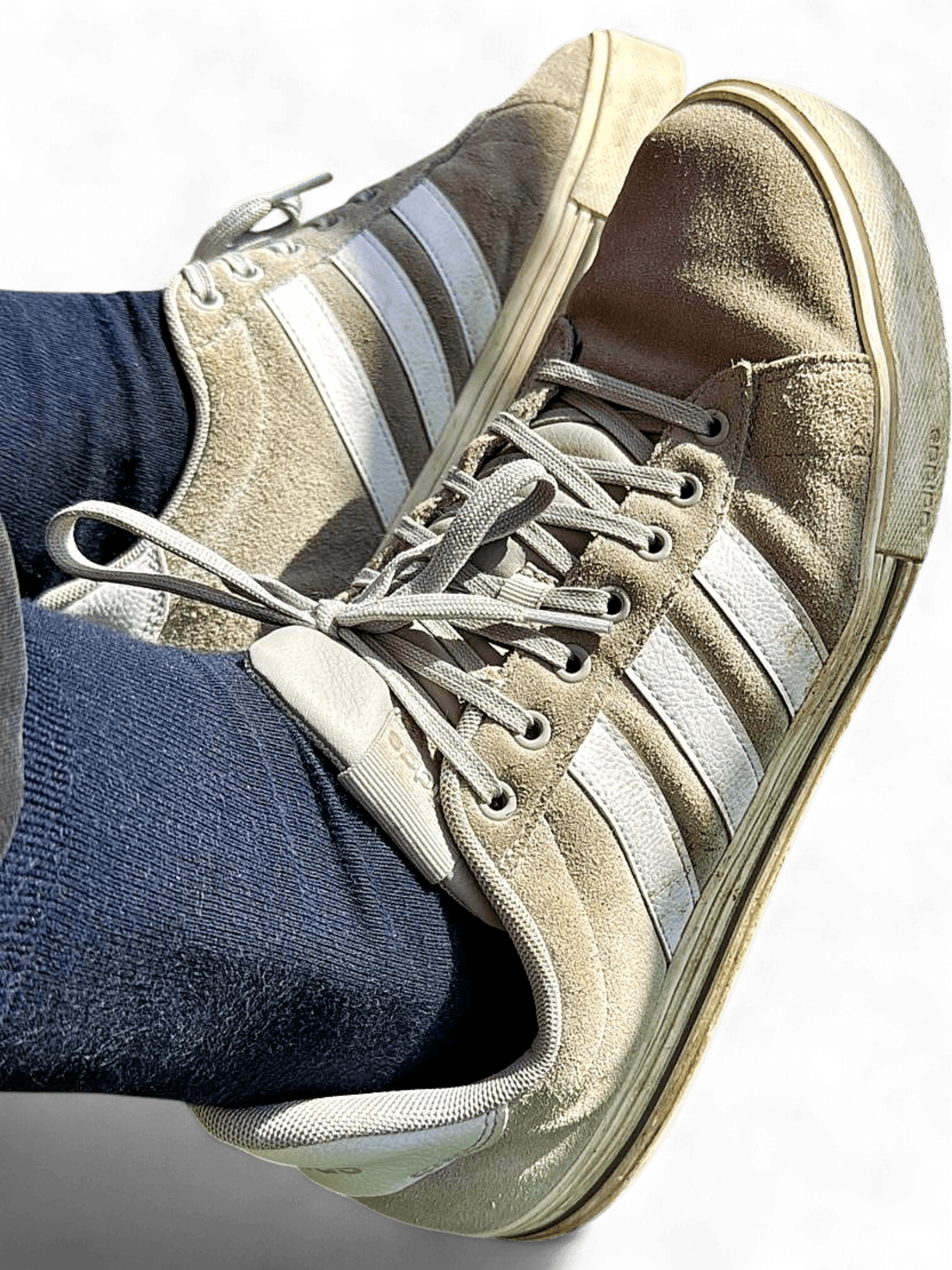 Grey Casual Suede Sneakers with White Stripes 2