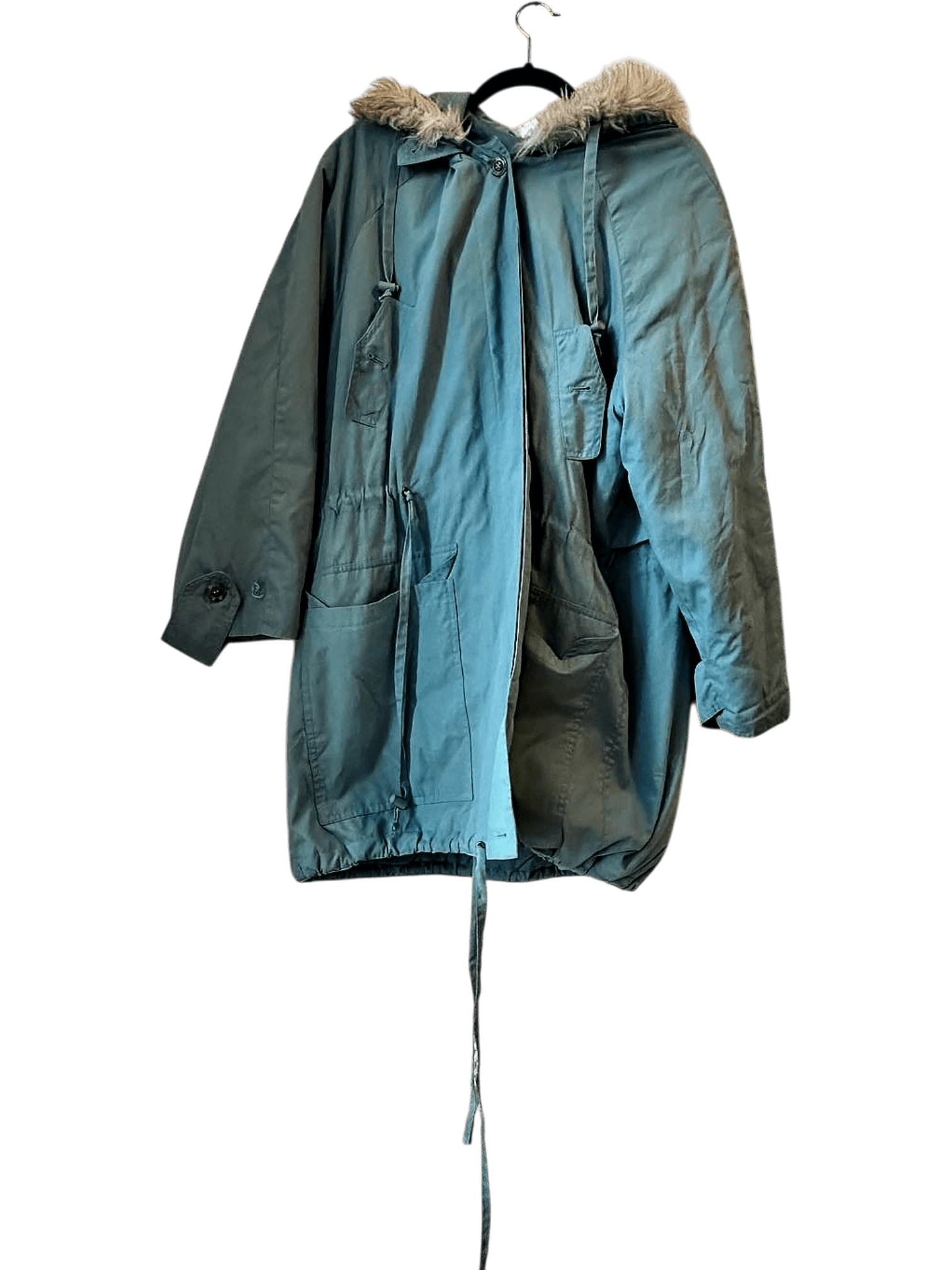 Vintage 90’e Light Blue Parka with fake Fur Hood - Size 40 5