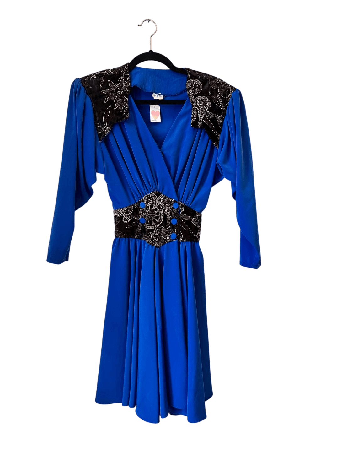 Vintage 80s Jo Morell Royal Blue Wrap Dress - Size S 2