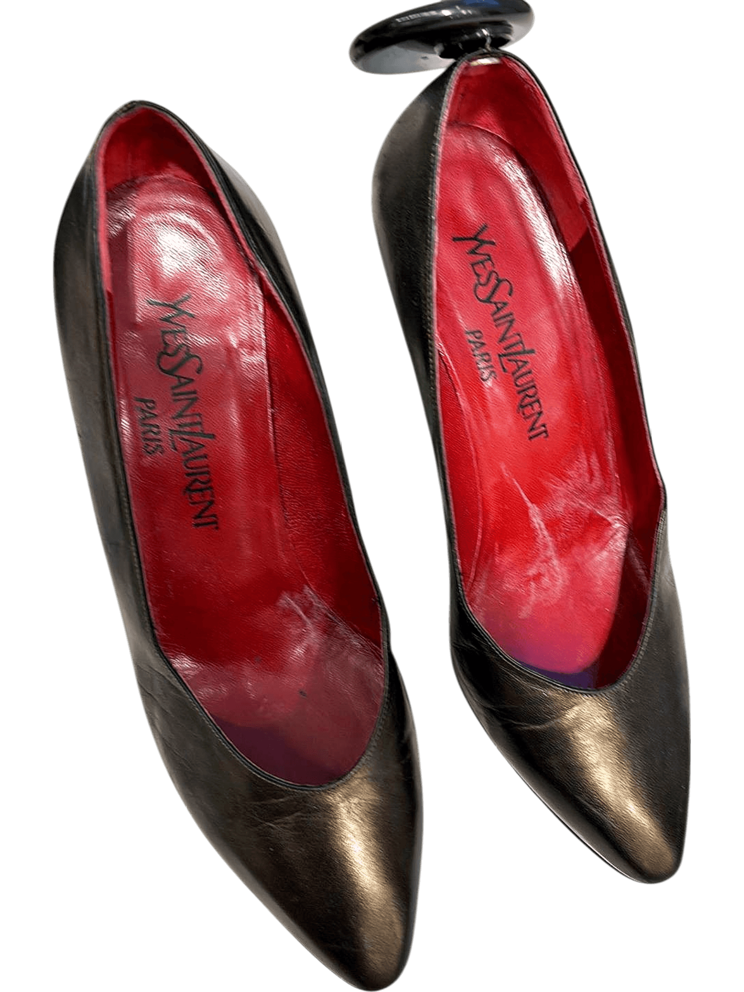 Yves Saint Laurent YSL Black Leather Pumps Size 37.5 2