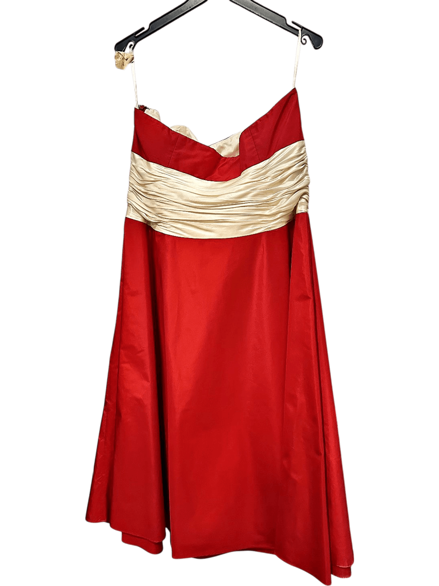 Monsoon Red & Cream Strapless Cocktail Dress - UK 16 - Vintage Y2K 3