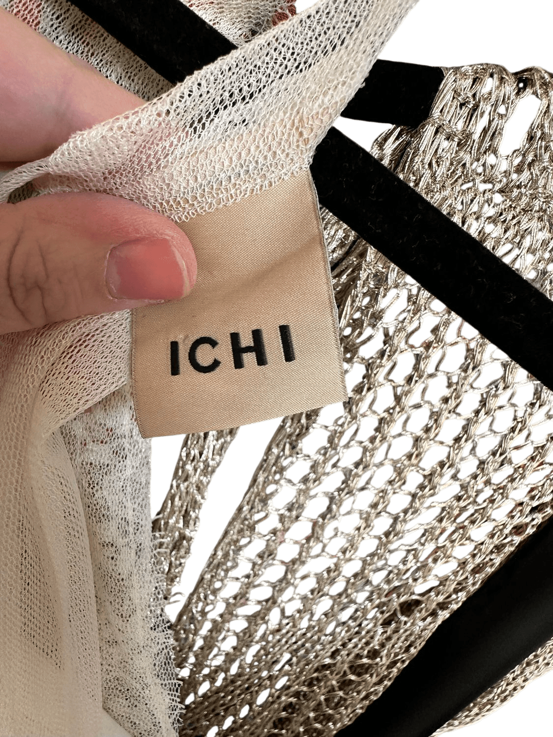 ICHI Cream Lace & Tulle V-Neck Dress 4