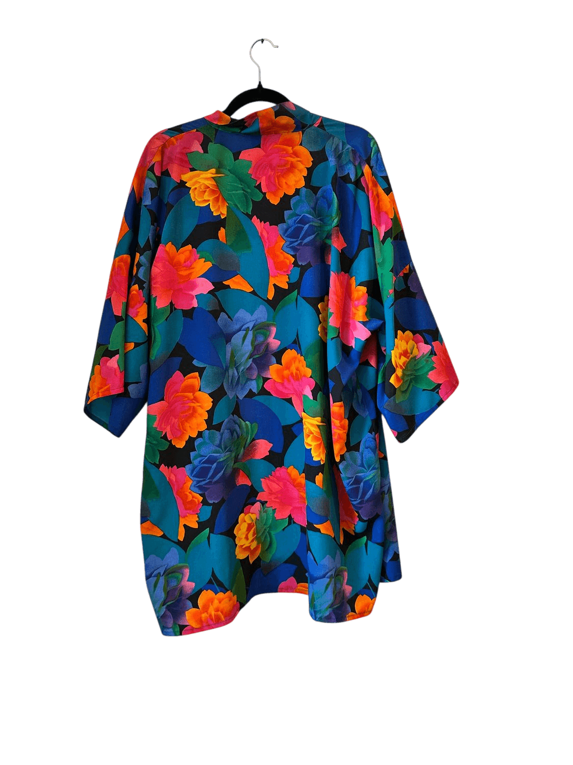 Vintage Kimono-Jacke mit buntem Blumenmuster - Größe 52 3