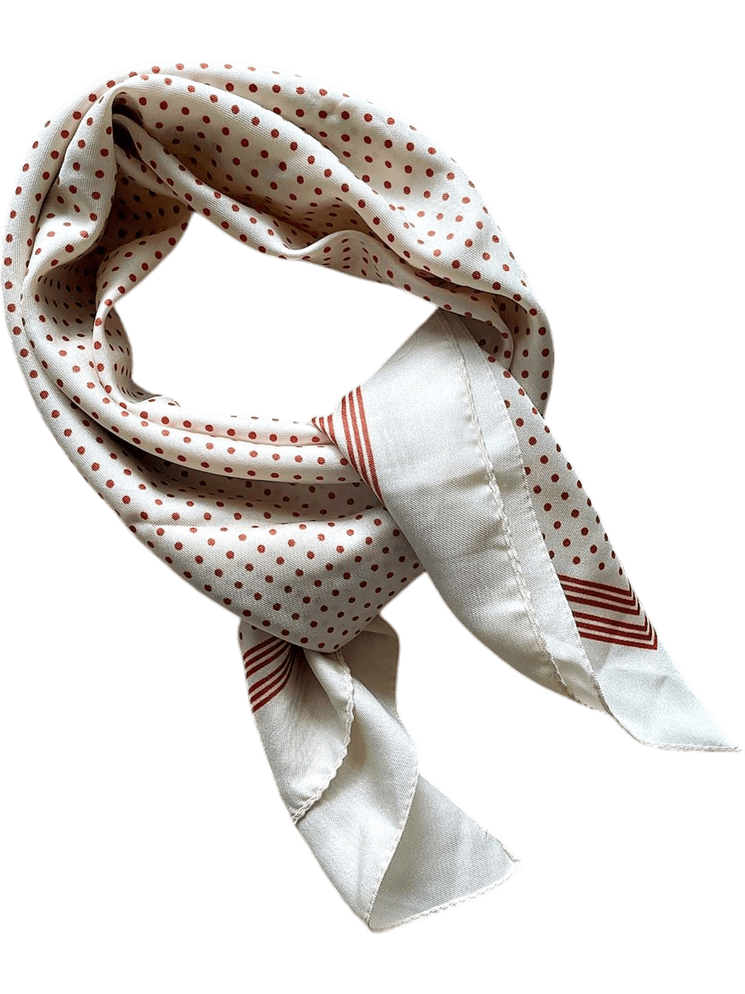 Elegant Polka Dot Silk Scarf - Classic White and Red 3