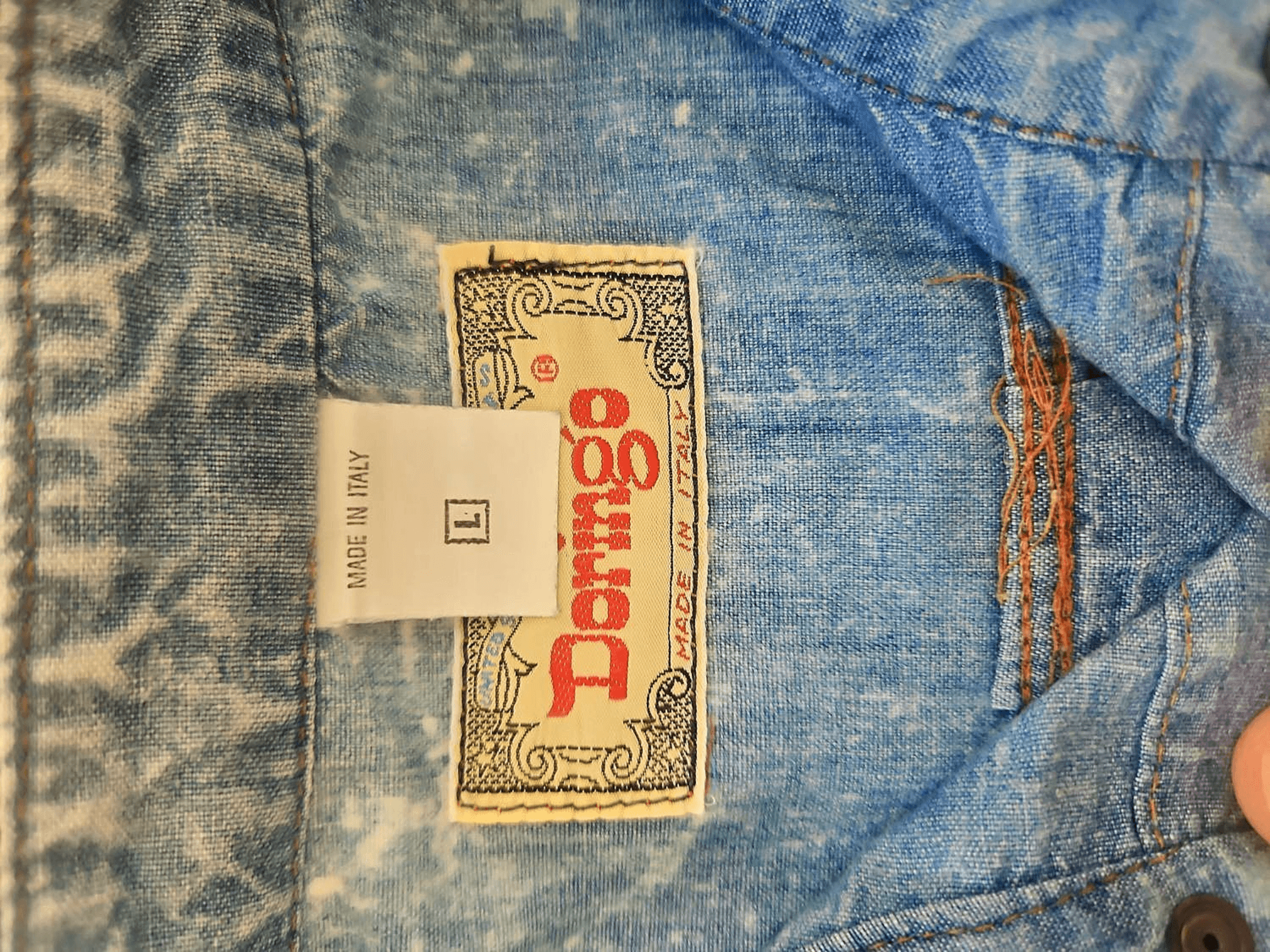 Vintage Demingo Light Blue Denim Short Sleeve Shirt - Size L - Made in Italy 3