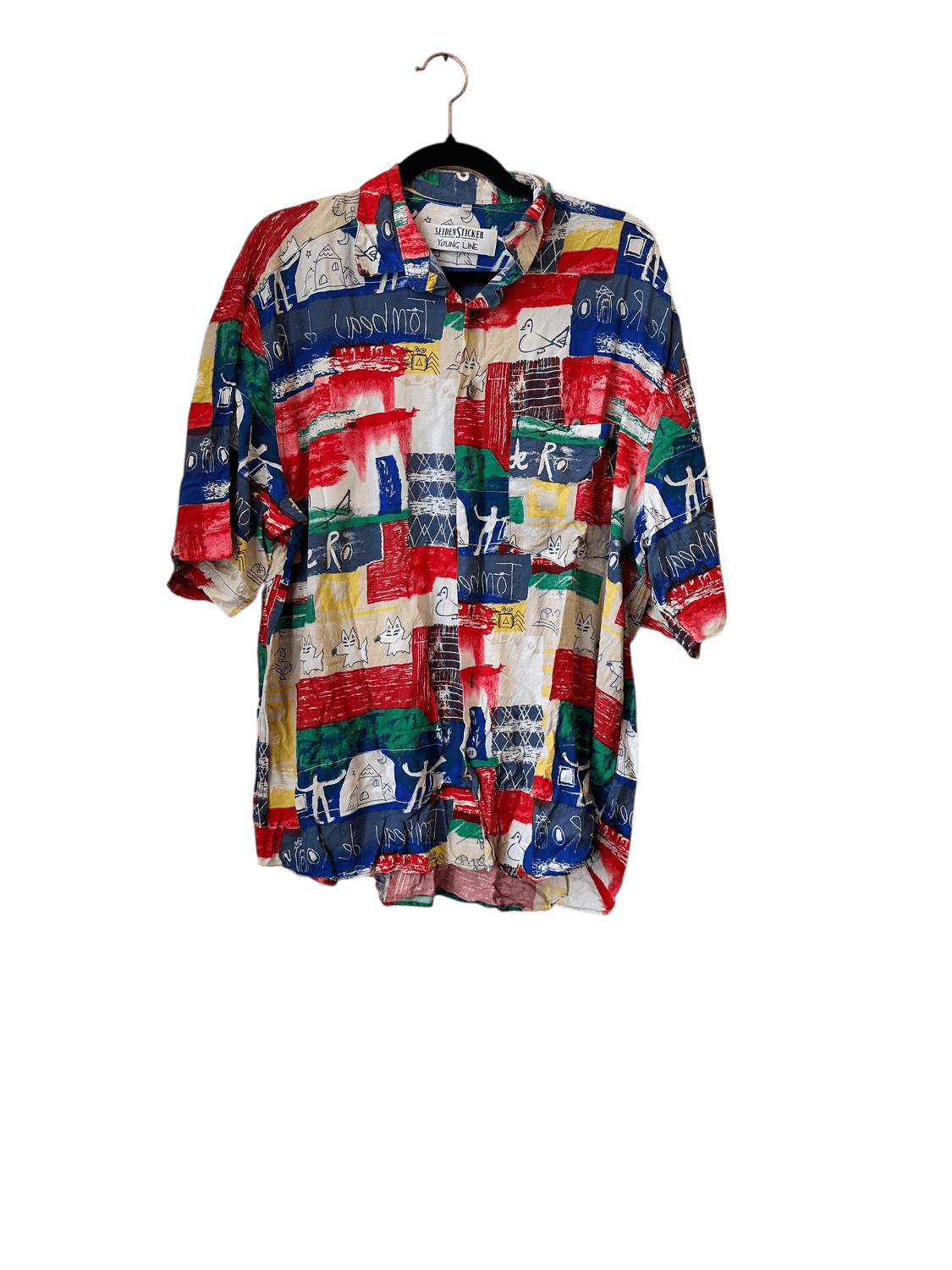 Vintage Seidensticker Young Line Colorful Abstract Pattern Shirt - 41/42 2