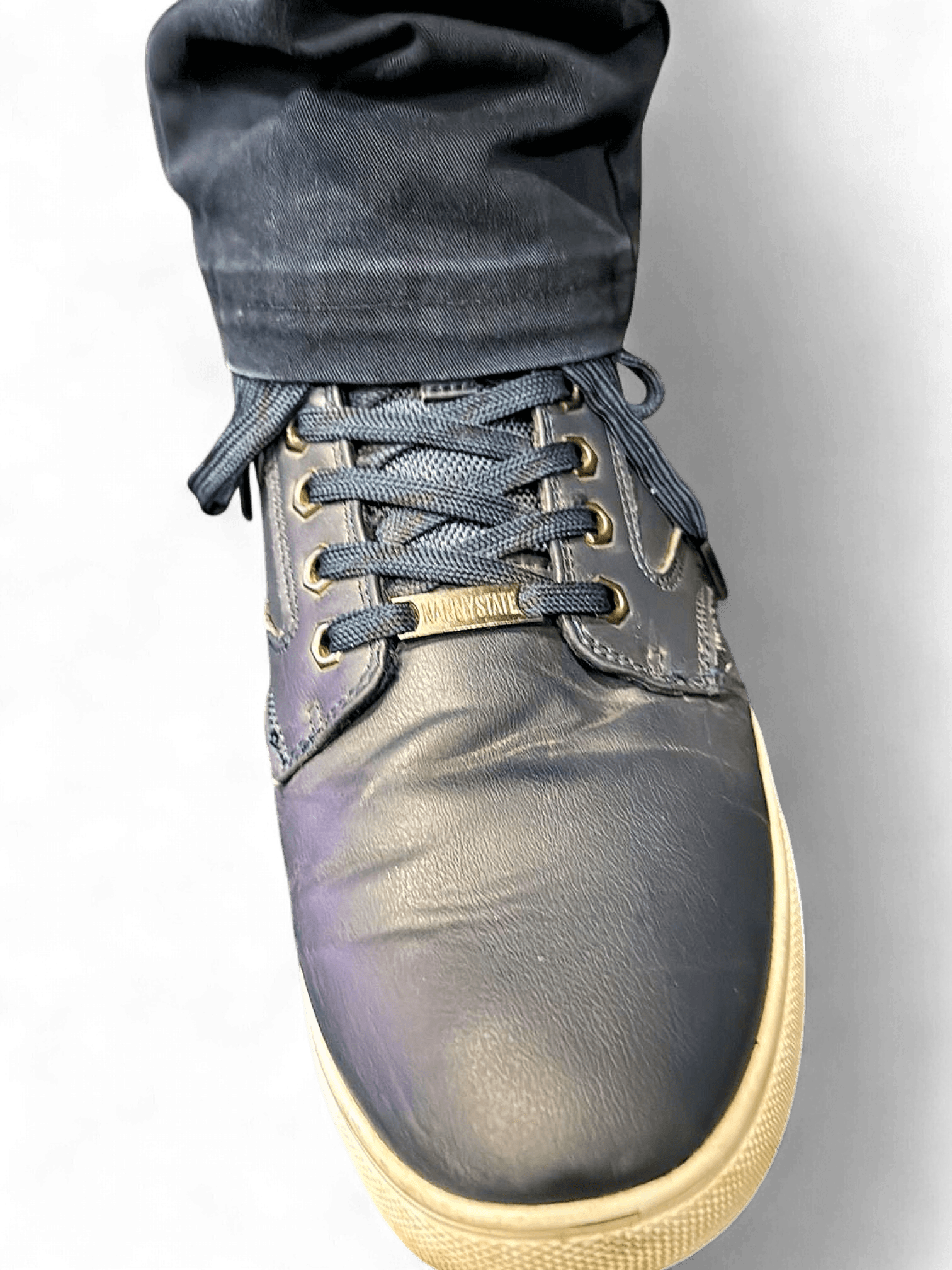 Countryside Men's Navy Leather Sneakers with White Sole 2