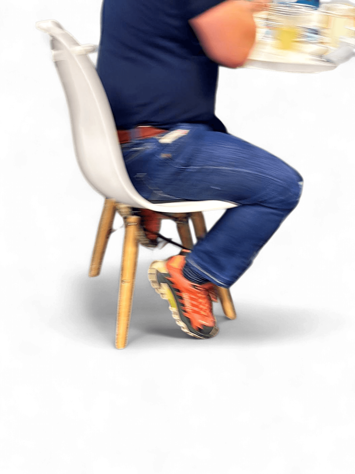 White Plastic Chair with Wooden Legs 2