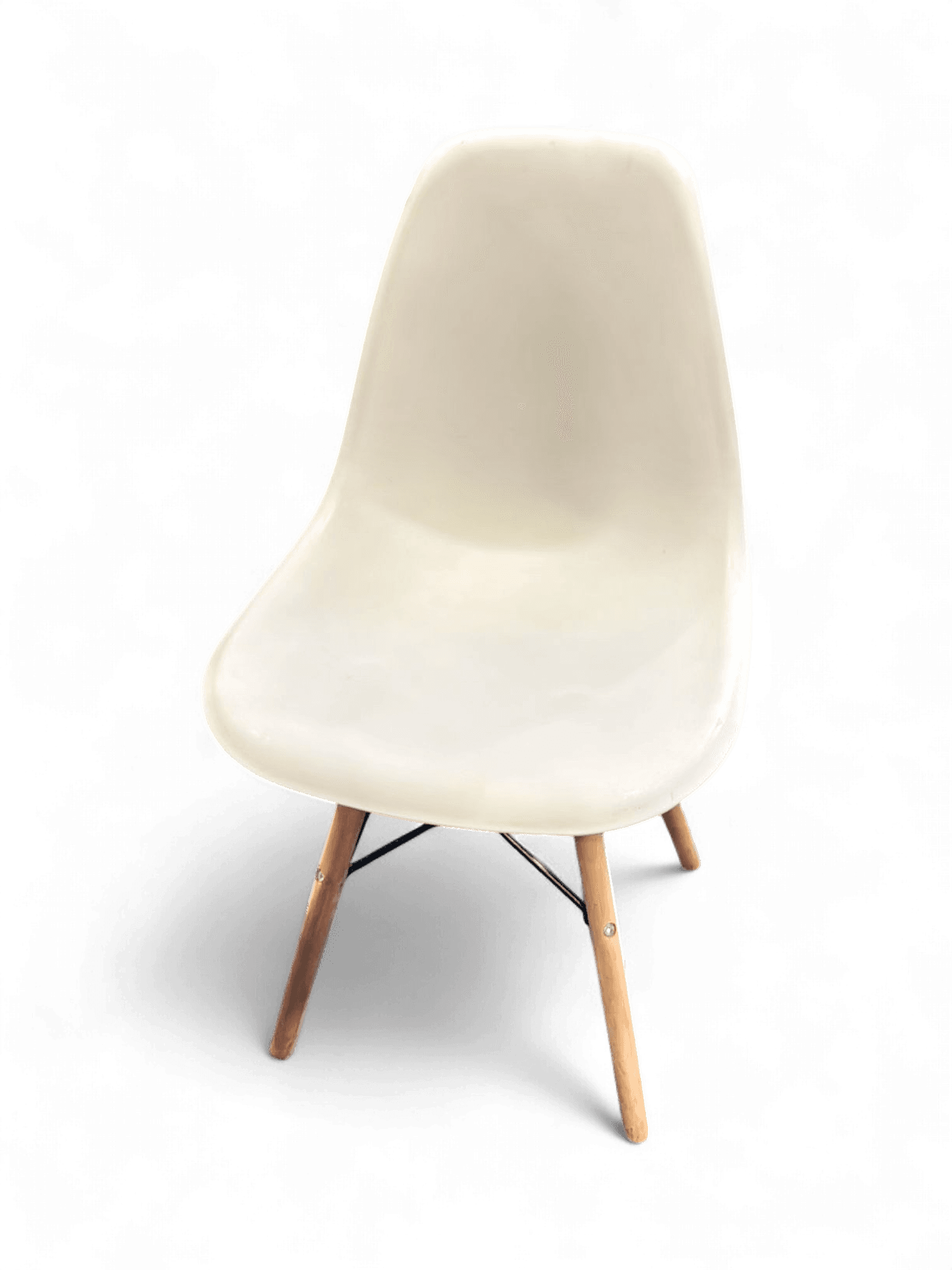 Modern White Eames Style DSW Chair with Wooden Legs 1