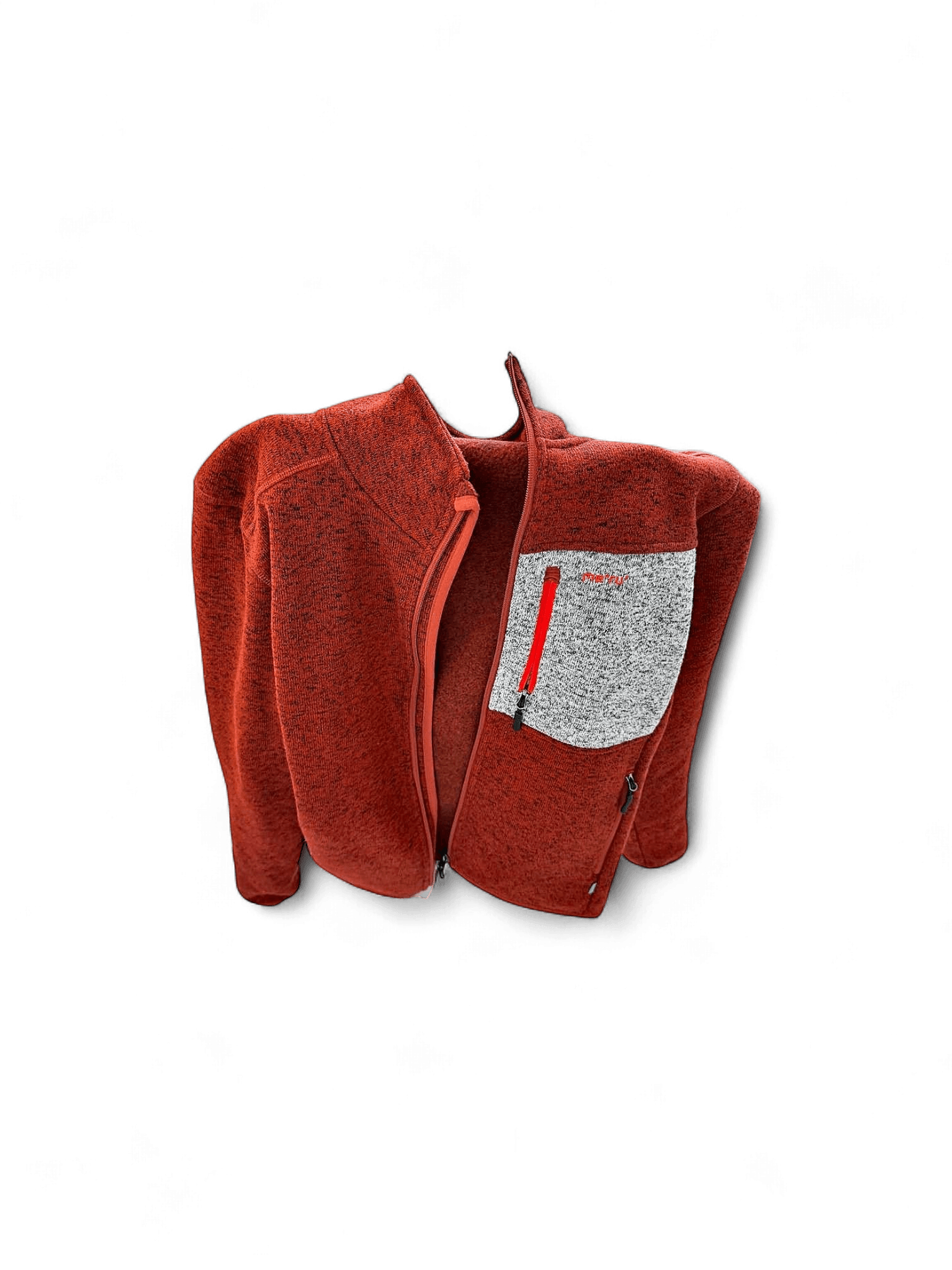 Meru Red Fleece Jacket with Grey Chest Pocket 4