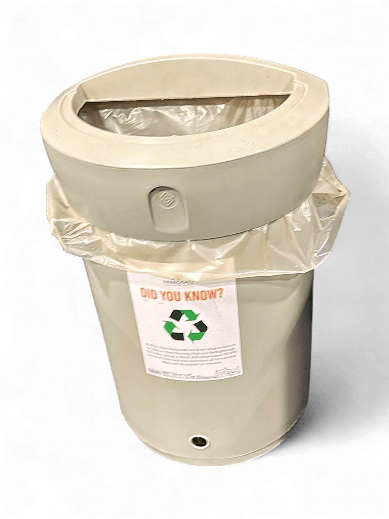 Beige Plastic Recycling Bin with Lid 2