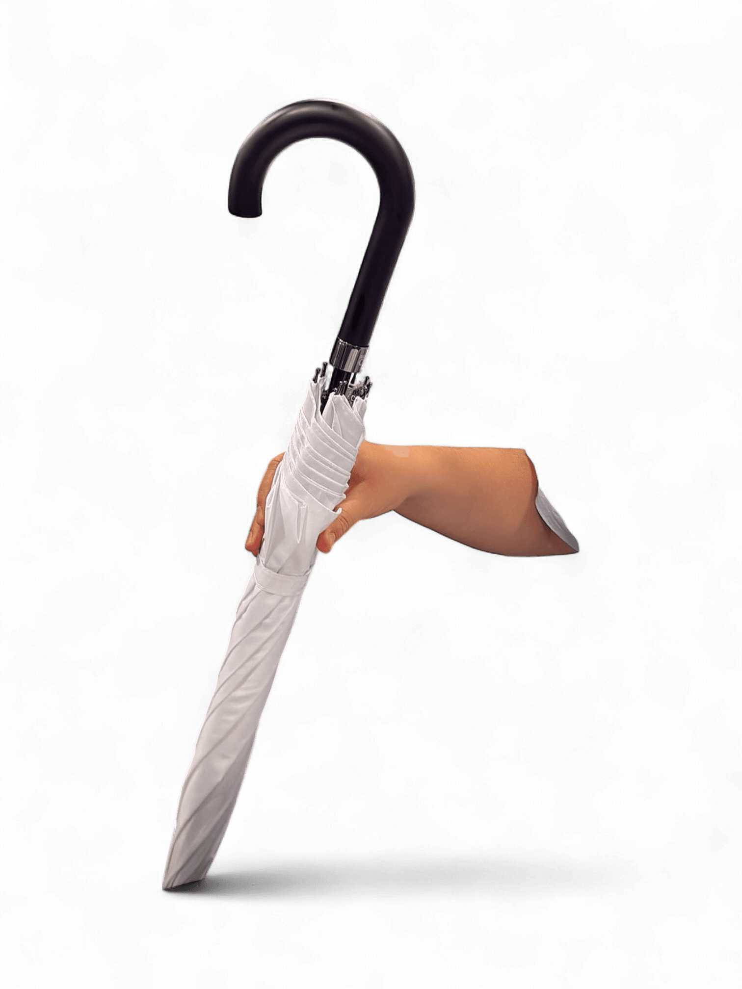 White and Black Classic Hook Handle Umbrella 2
