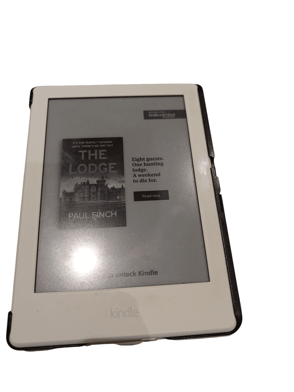 Amazon Kindle E-reader with Black Leather Case