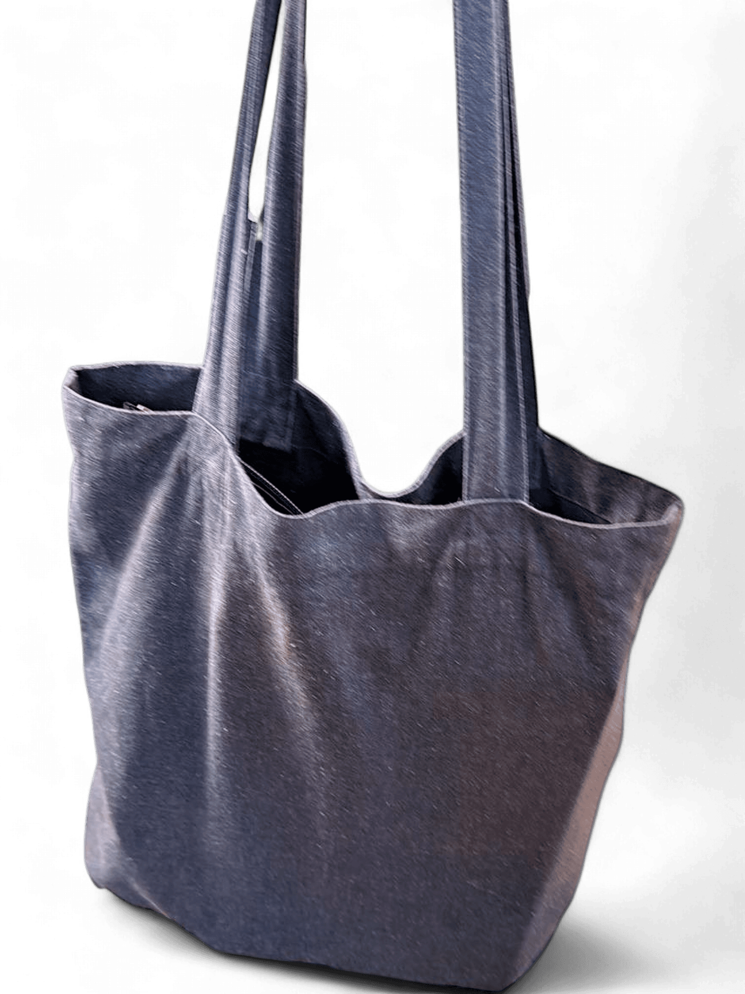 Grey Cotton Canvas Tote Bag - Casual Shoulder Bag 2