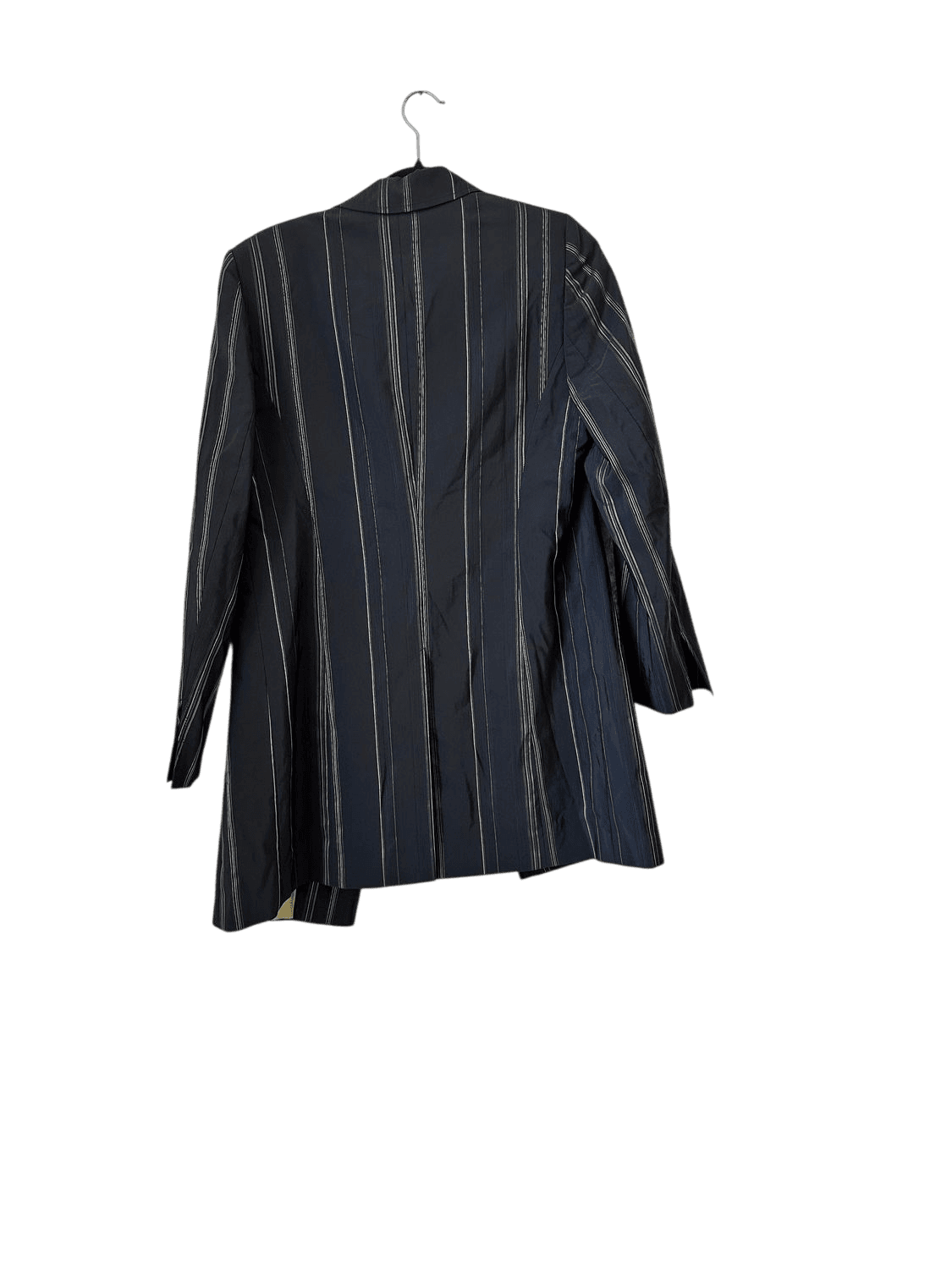 Erich Fend Black Pinstripe Long Blazer with Green Lining - Size 38 3