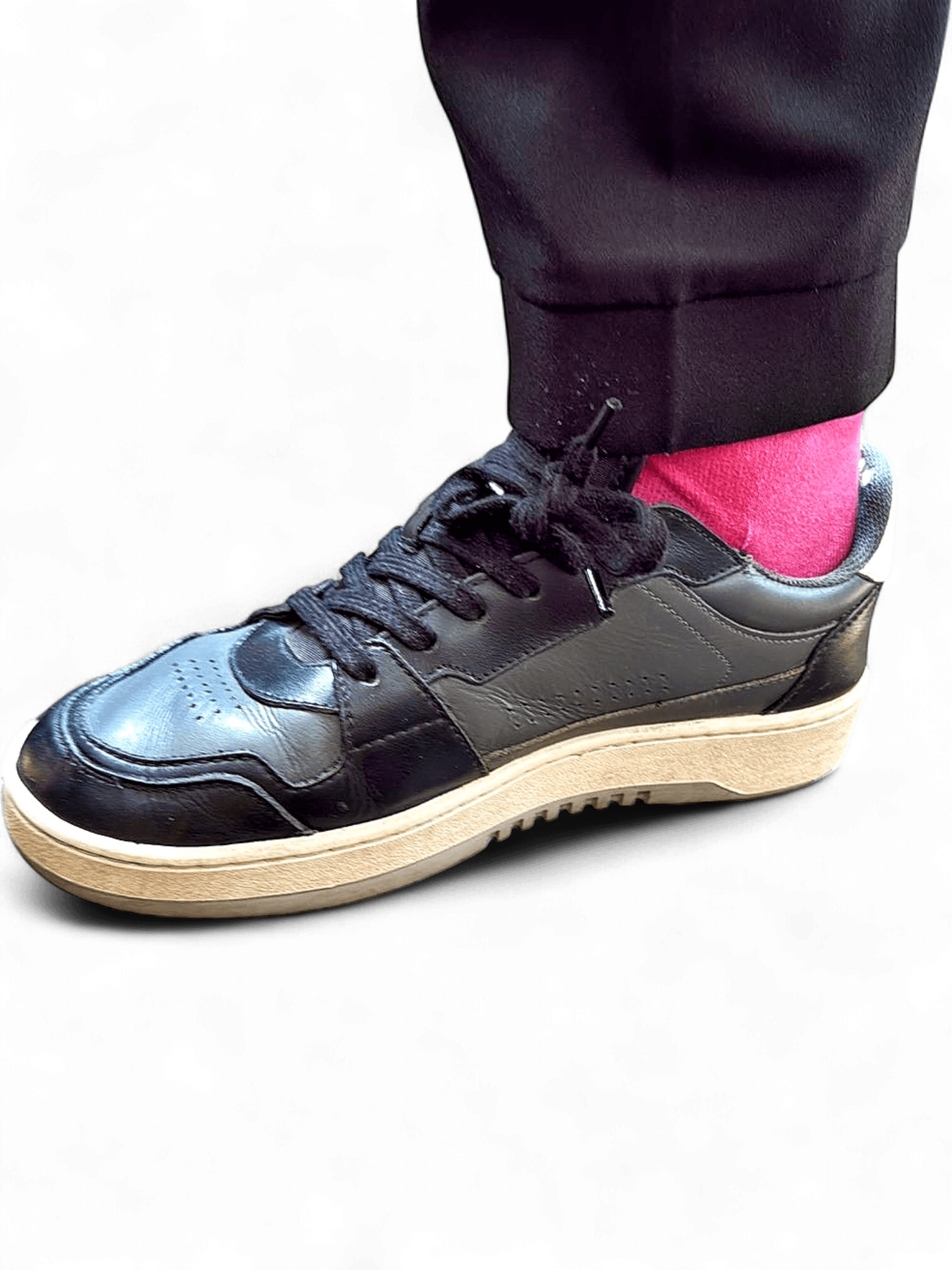 Black Leather Sneakers with Beige Sole 1