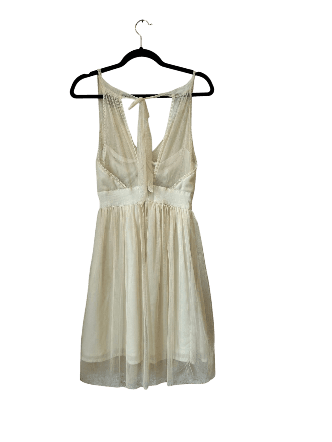 ICHI Cream Lace & Tulle V-Neck Dress 3