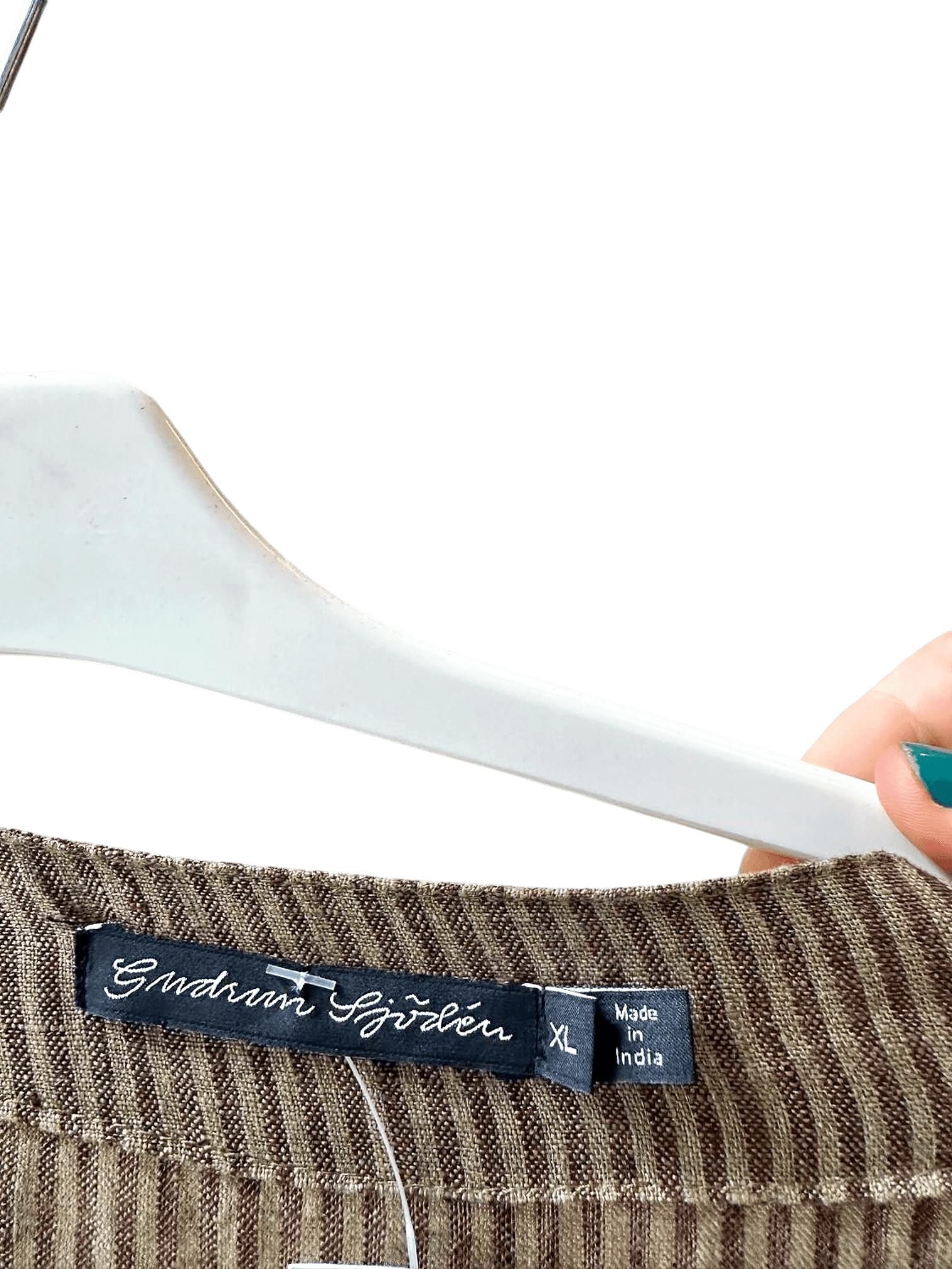 Gudrun Sjödén Brown Striped Linen Midi Dress - Size XL 5