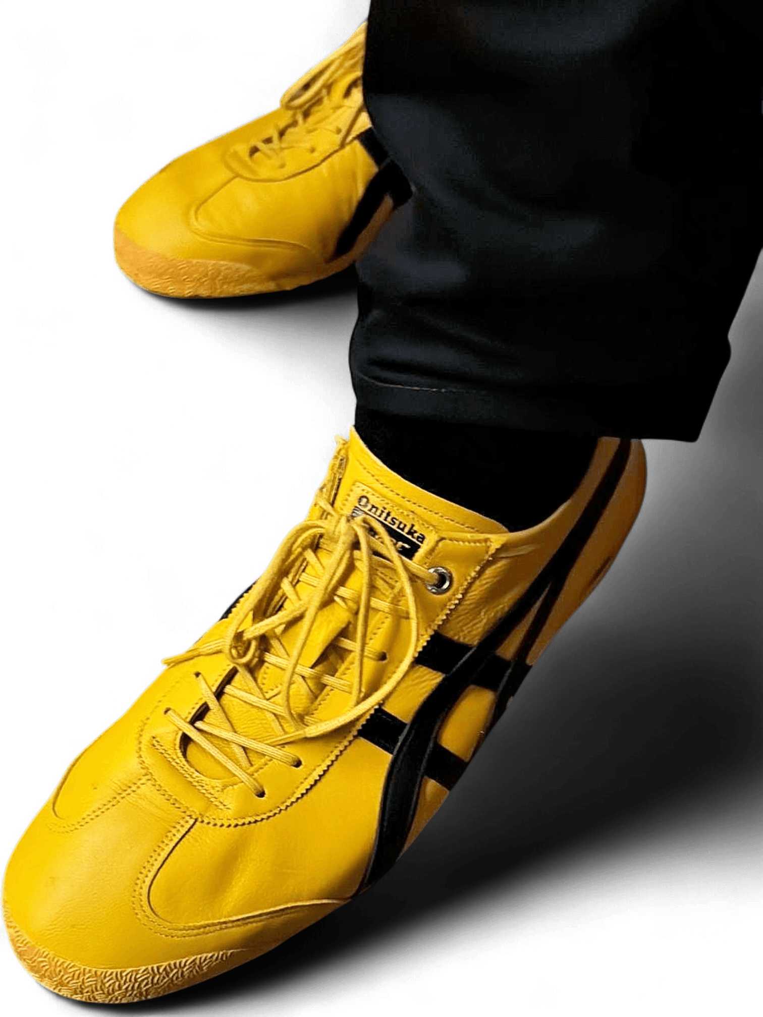 Onitsuka Tiger Yellow Leather Sneakers with Black Stripes 1