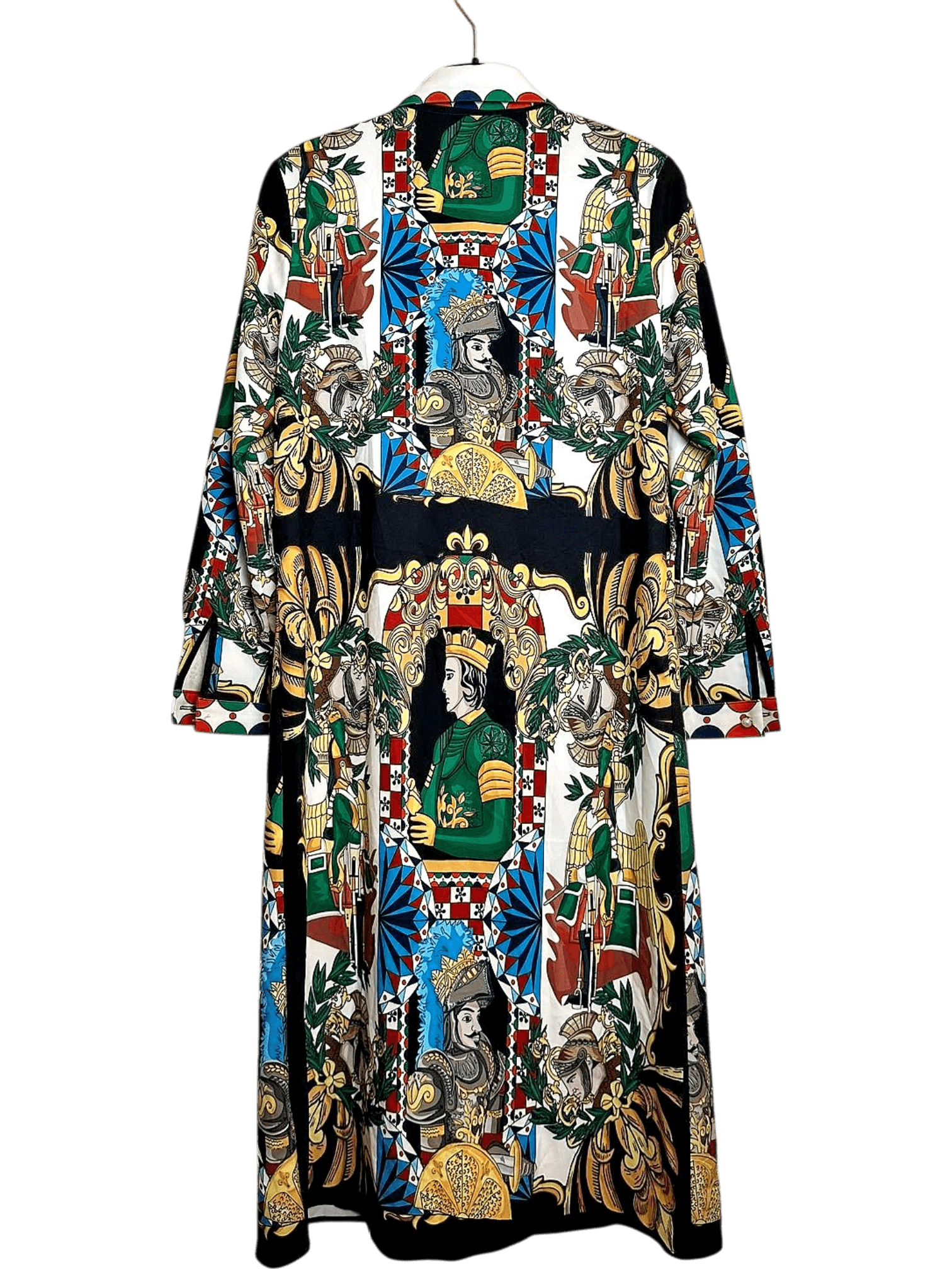 Luxury Baroque Print Long Coat - Vibrant Royal Pattern Design 2