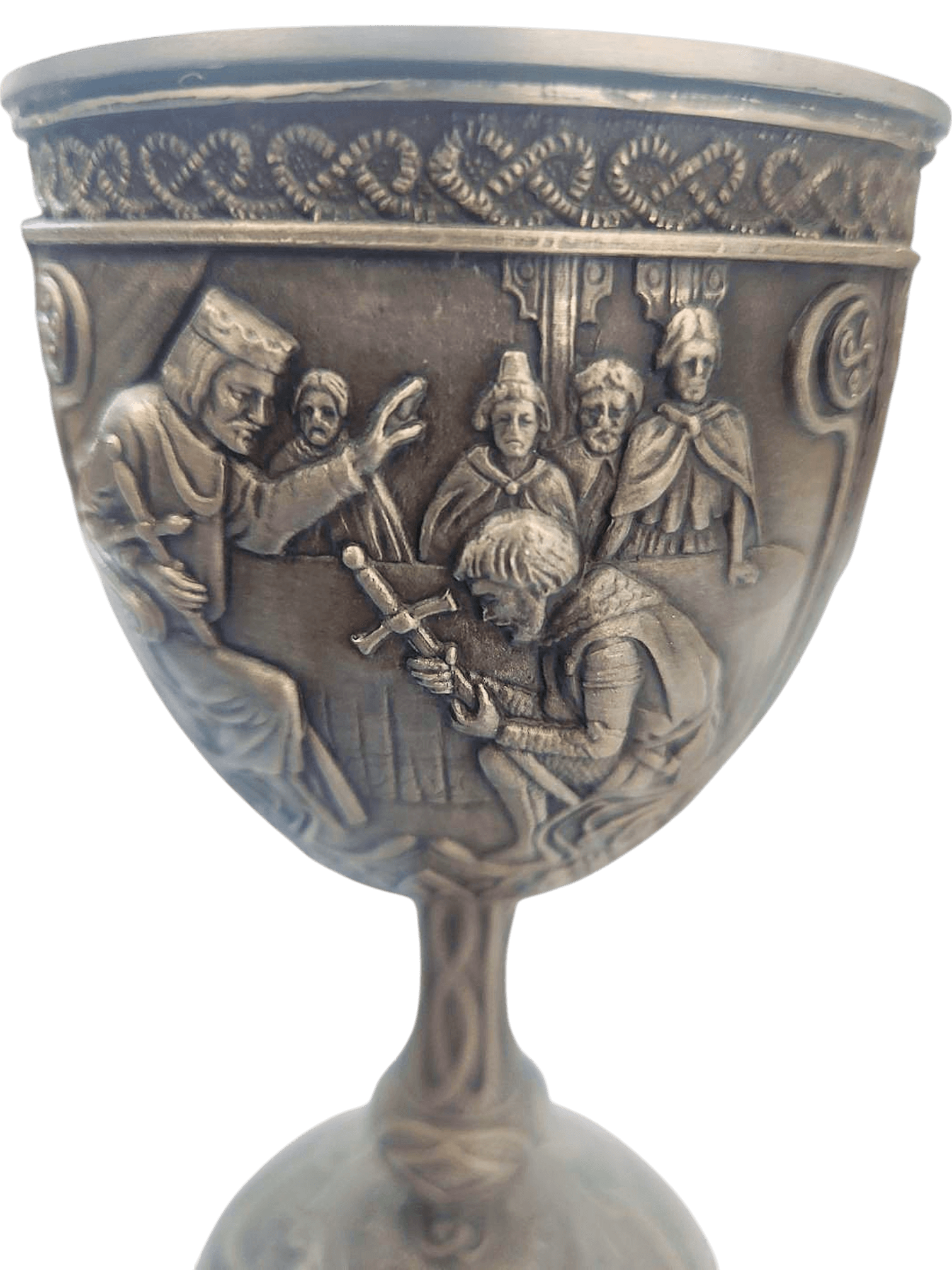 Set of 6 Medieval-Style Goblets with Intricate Relief Scenes 4