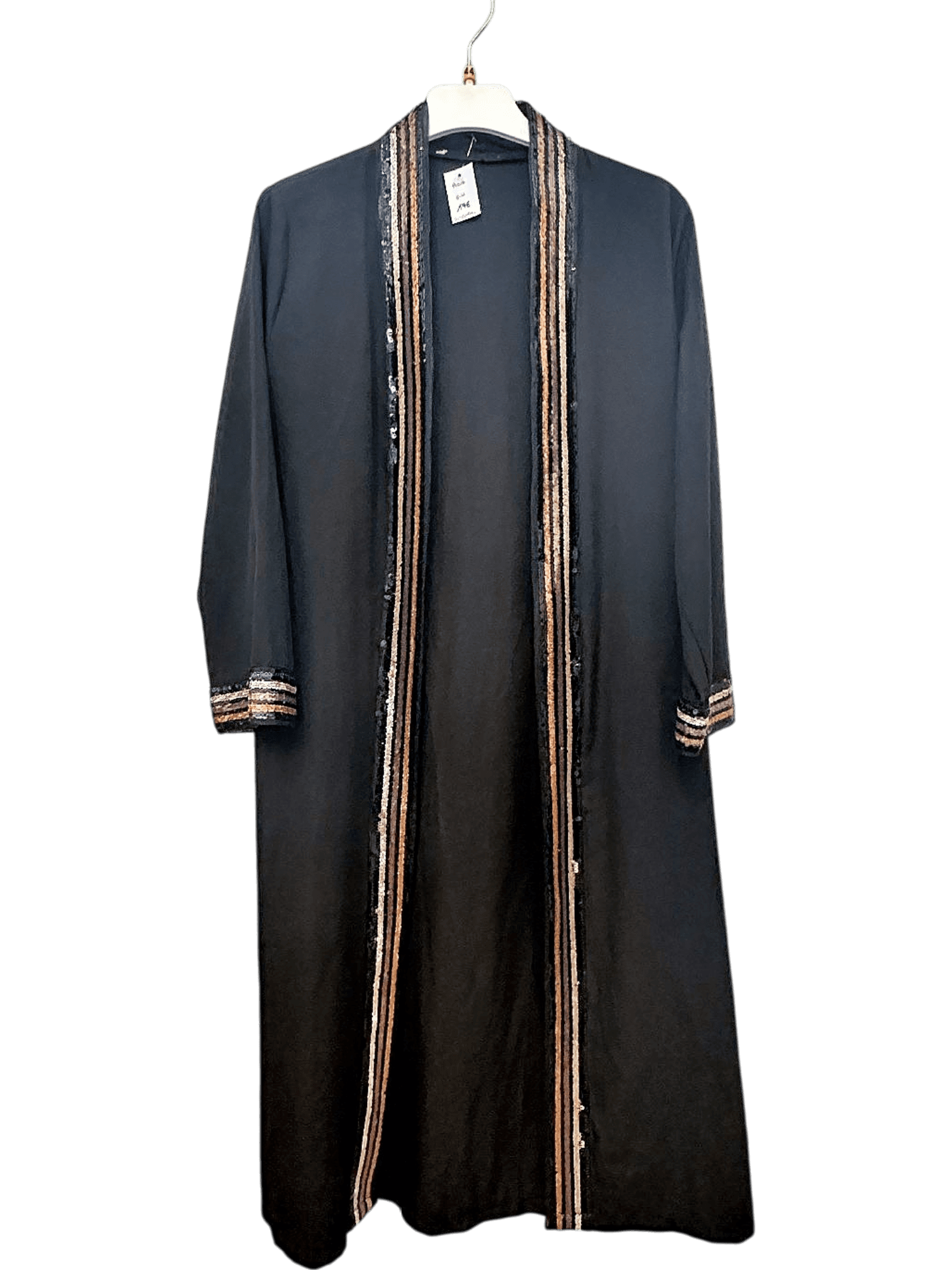 Elegant Black Cardigan Coat with Decorative Gold Trim - New with Tag 1