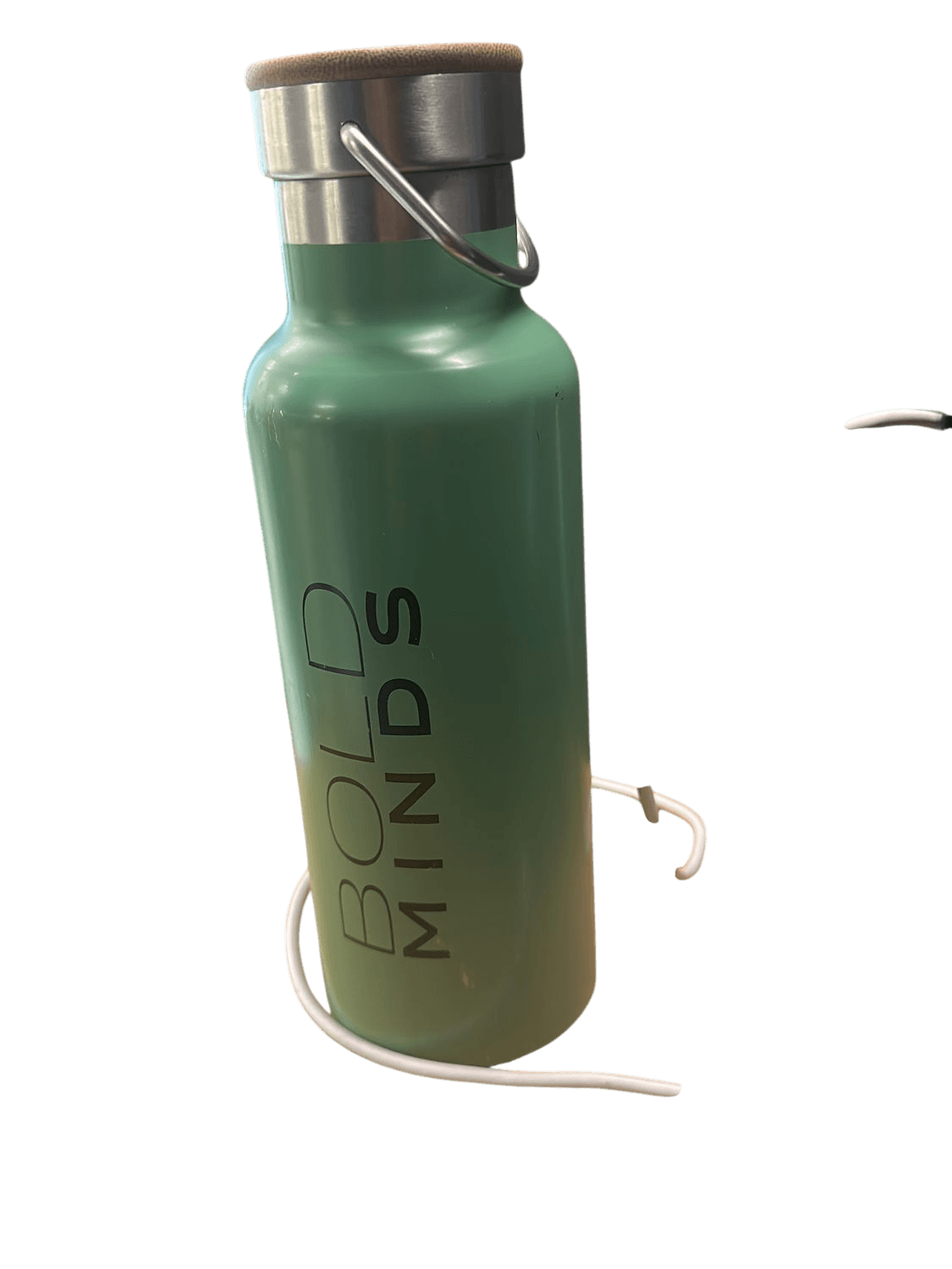Bold Minds Mint Green Insulated Water Bottle with Bamboo Cap