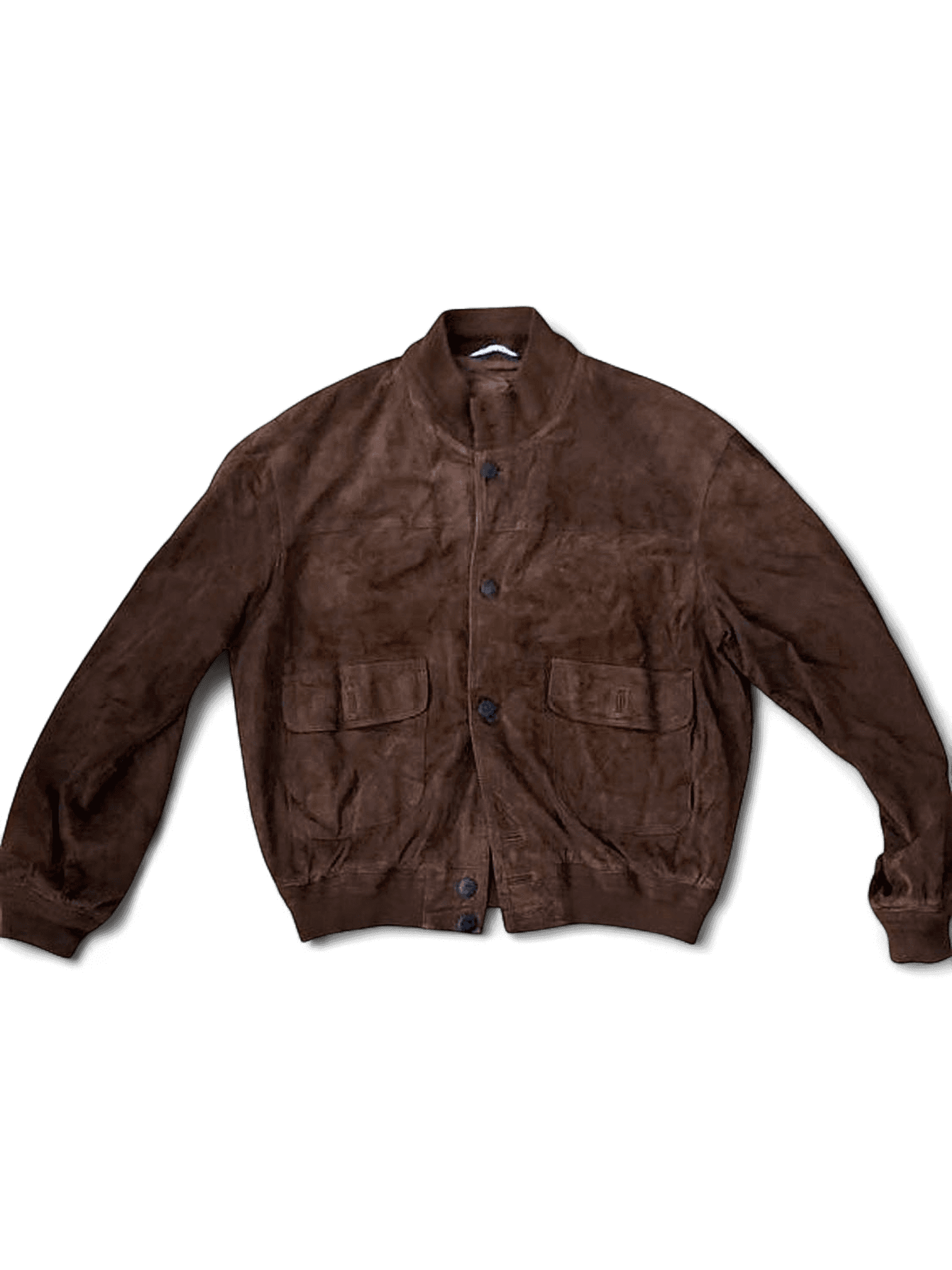 Brown Suede Bomber Jacket with Button Front 2