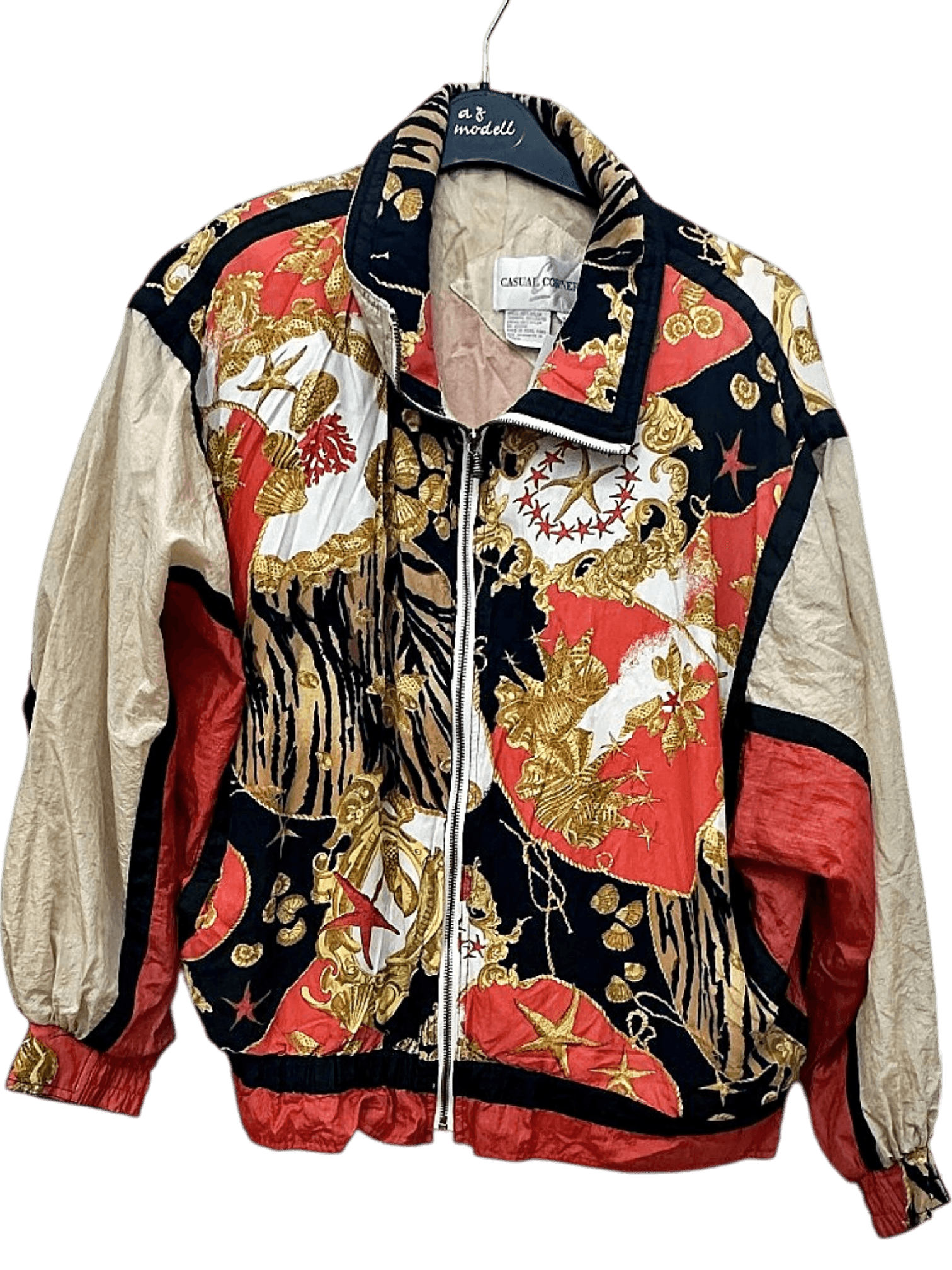 Casual Corner Vintage Baroque Print Bomber Jacket - Size M 1