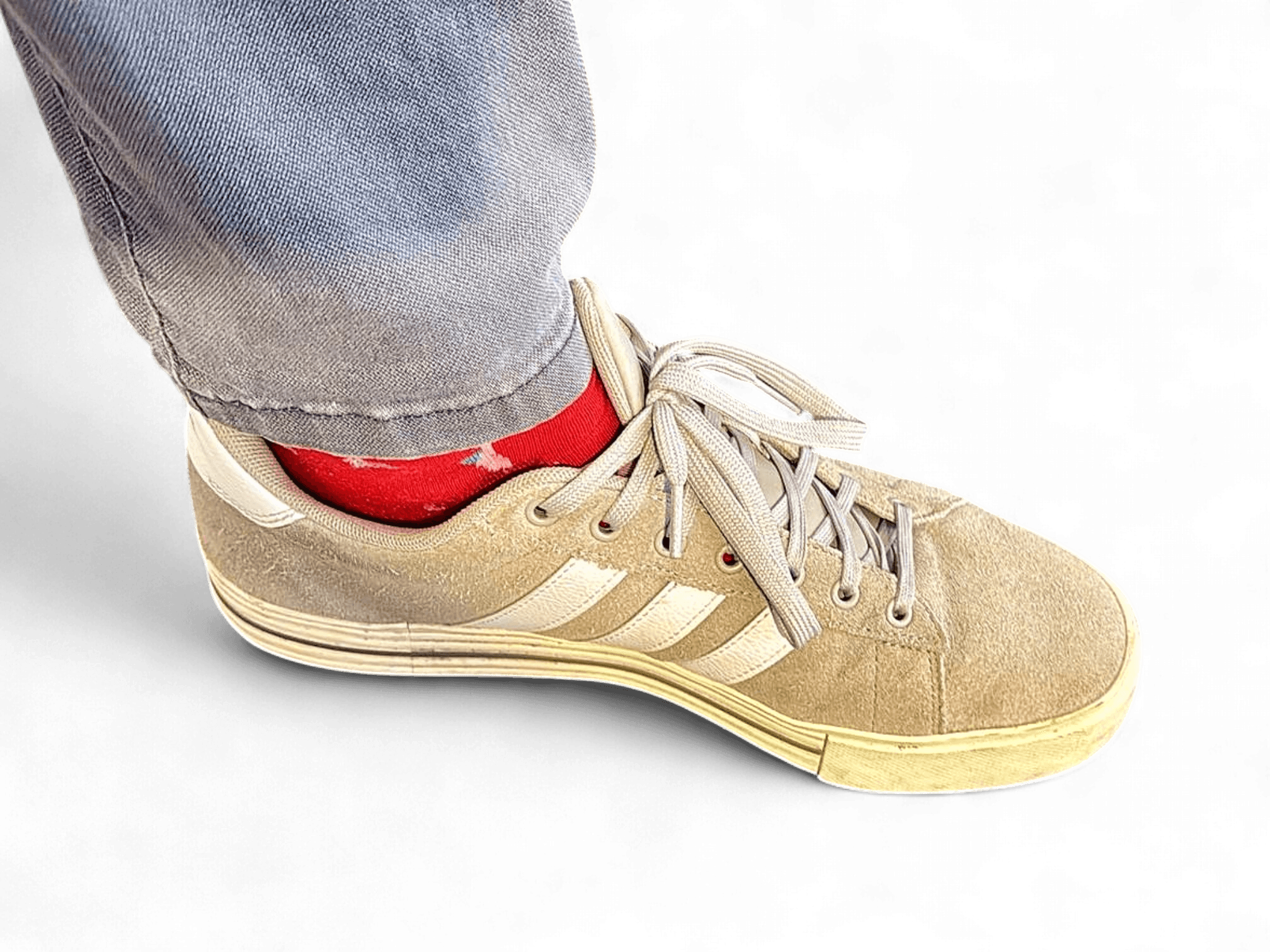 Adidas Beige Suede Sneakers with White Stripes 1