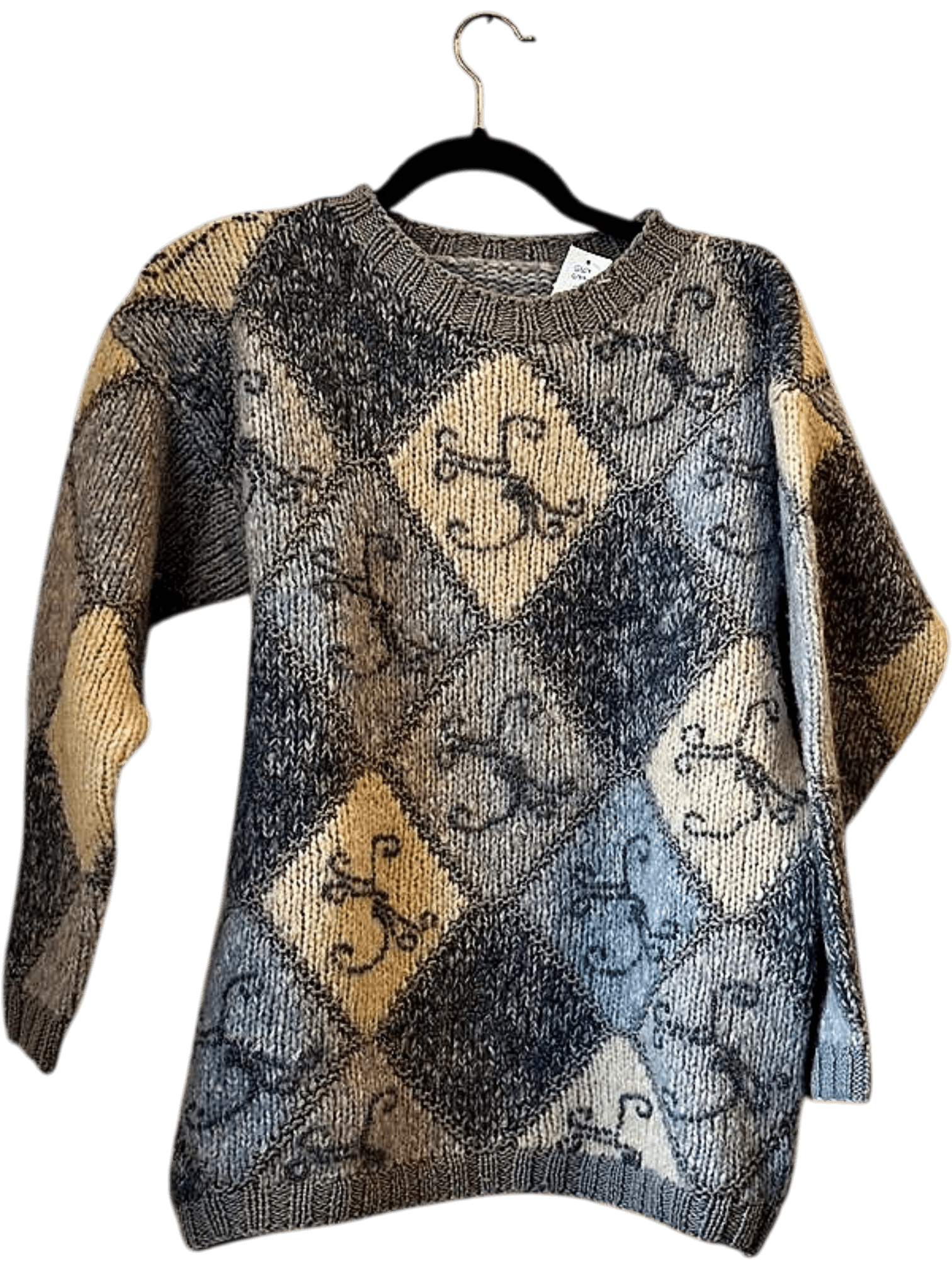 Vintage Y2K Argyle Pattern Wool Blend Sweater - Size M 2