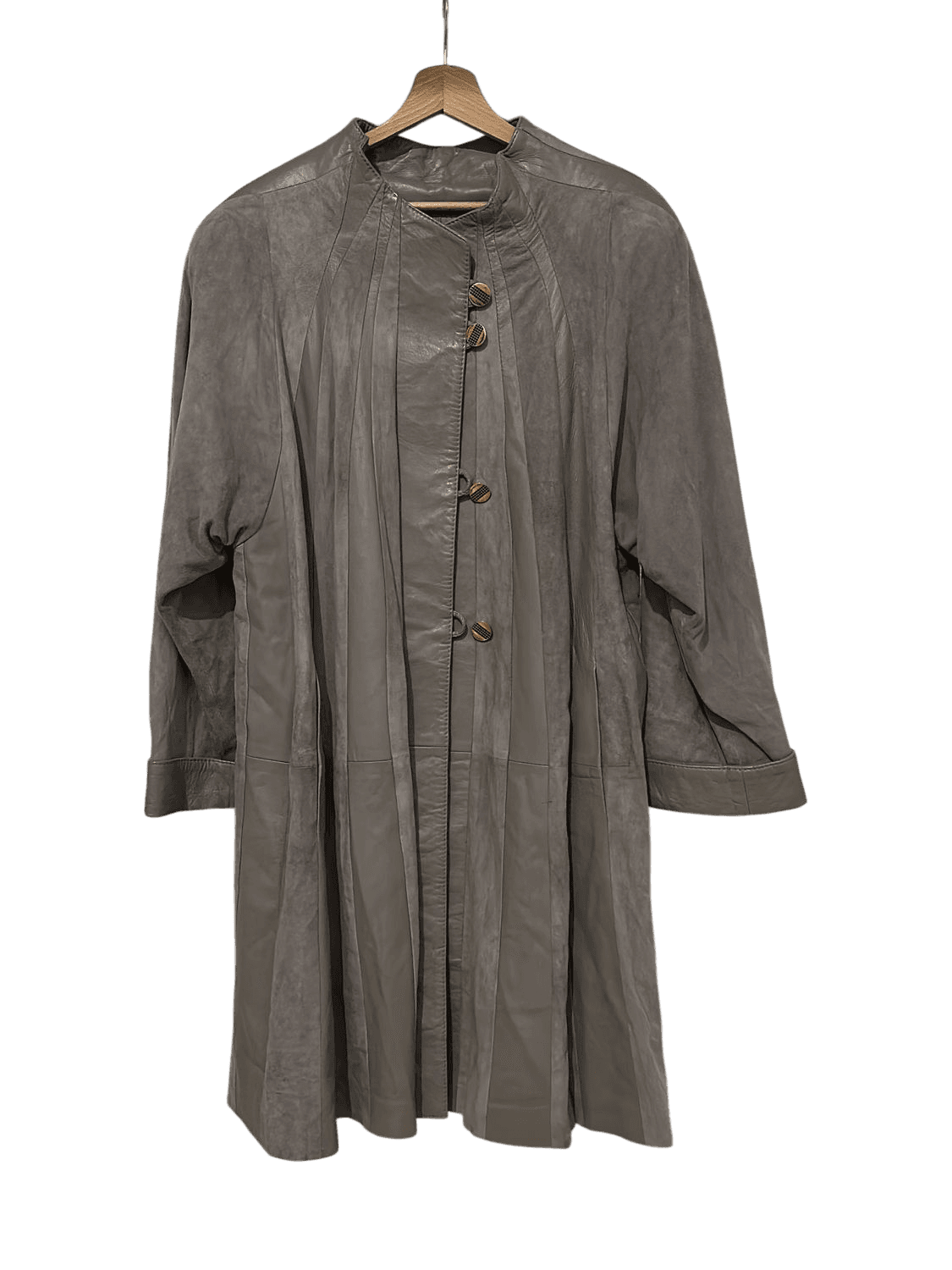 100% Real Leather Grey Trench Coat - EU Made 2