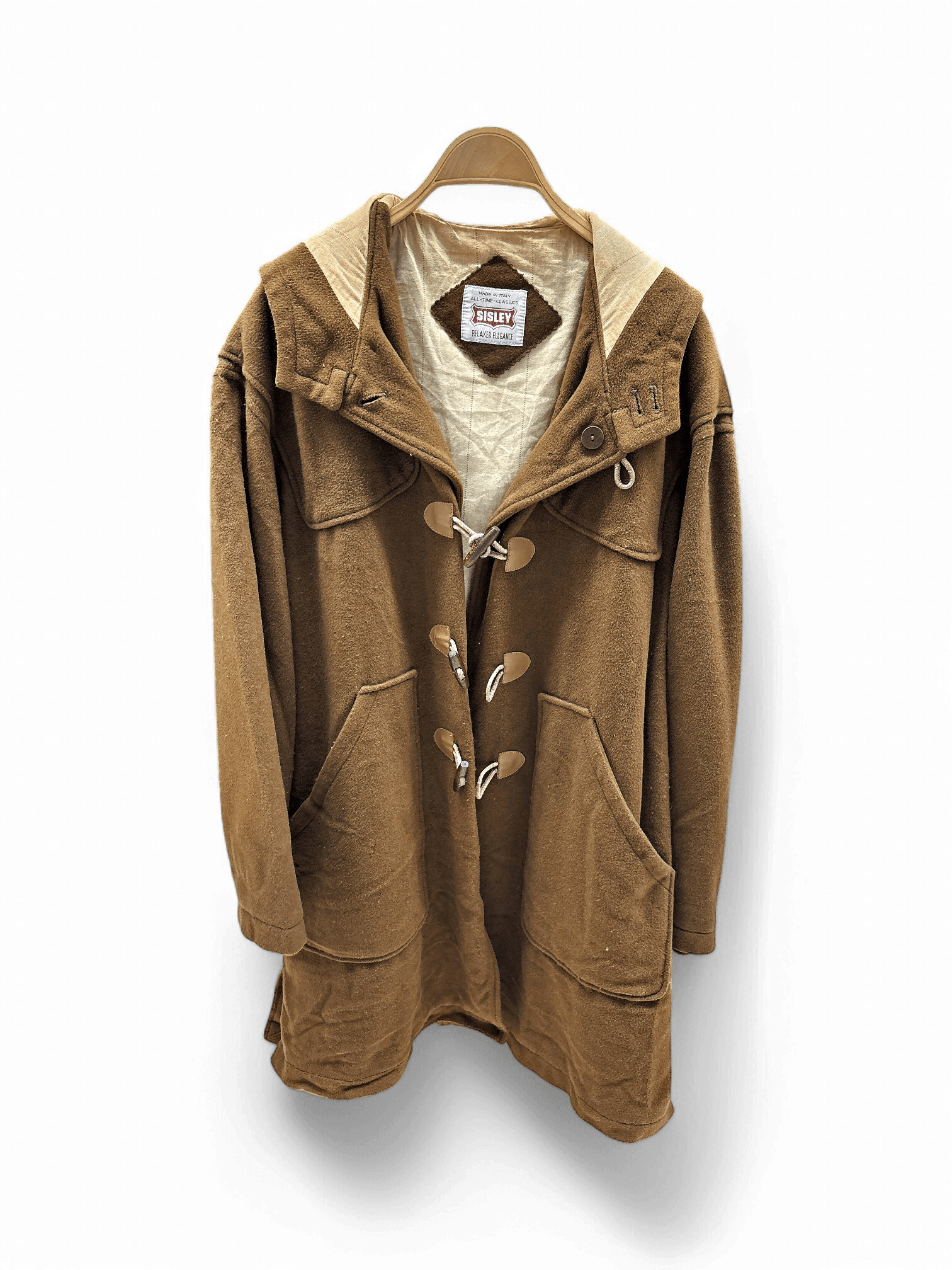 Sisley Brown Wool Duffle Coat - Made in Italy - Size M 1