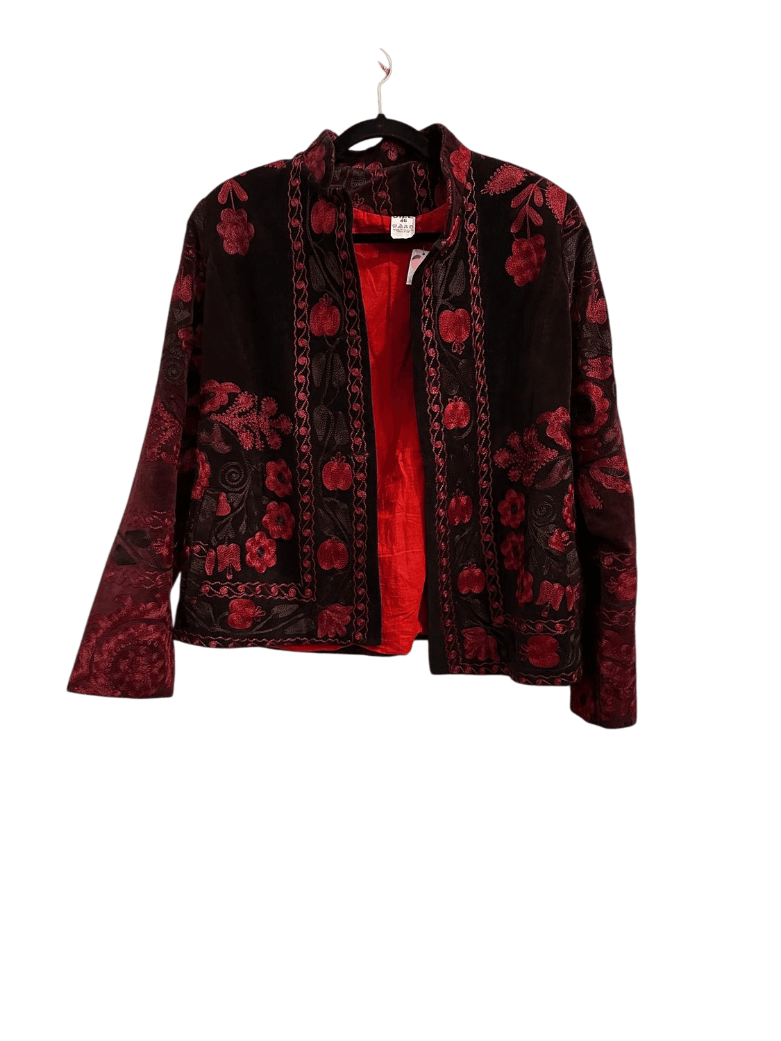 Vintage Black and Red Embroidered Jacket - Size 46 2