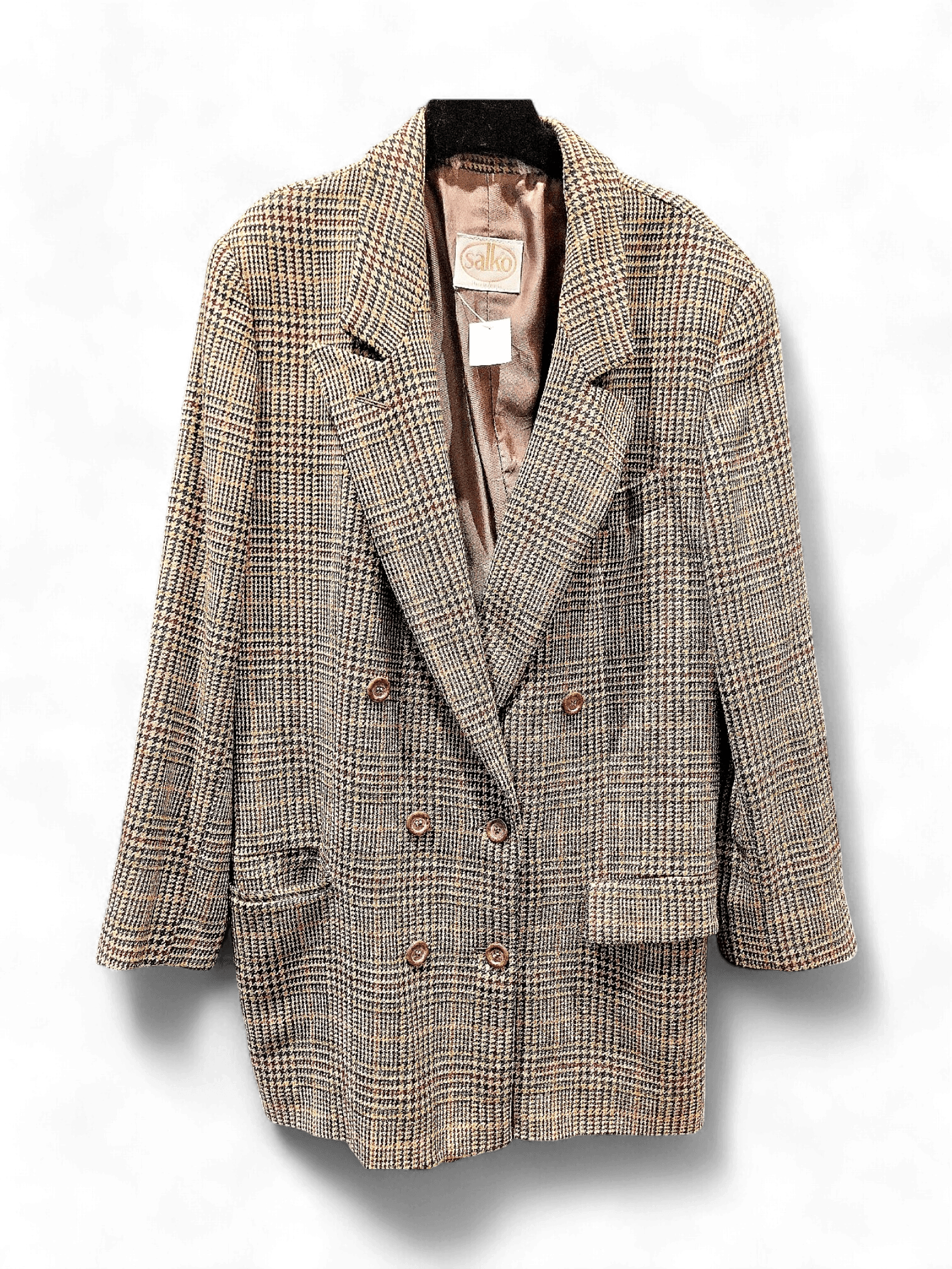 Vintage Wool Blend Multicolor Pea Coat 1