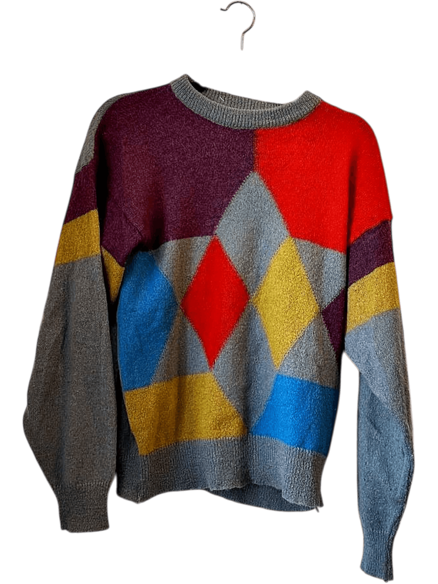 Colorful Geometric Pattern Wool Blend Sweater - Size M 2