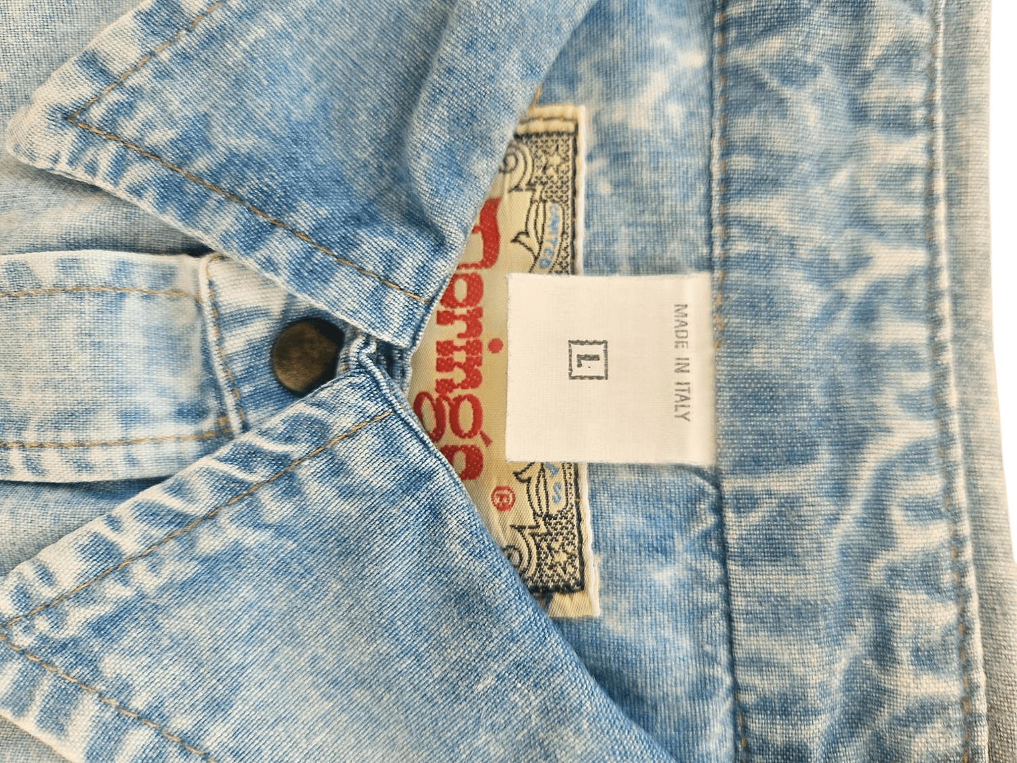 Vintage Demingo Light Blue Denim Short Sleeve Shirt - Size L - Made in Italy 2