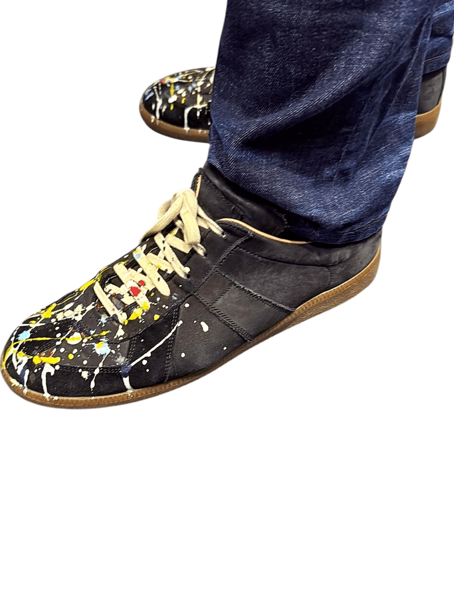 Artistic Paint Splatter Oxford Shoes - Black Leather with Multicolor Design 2
