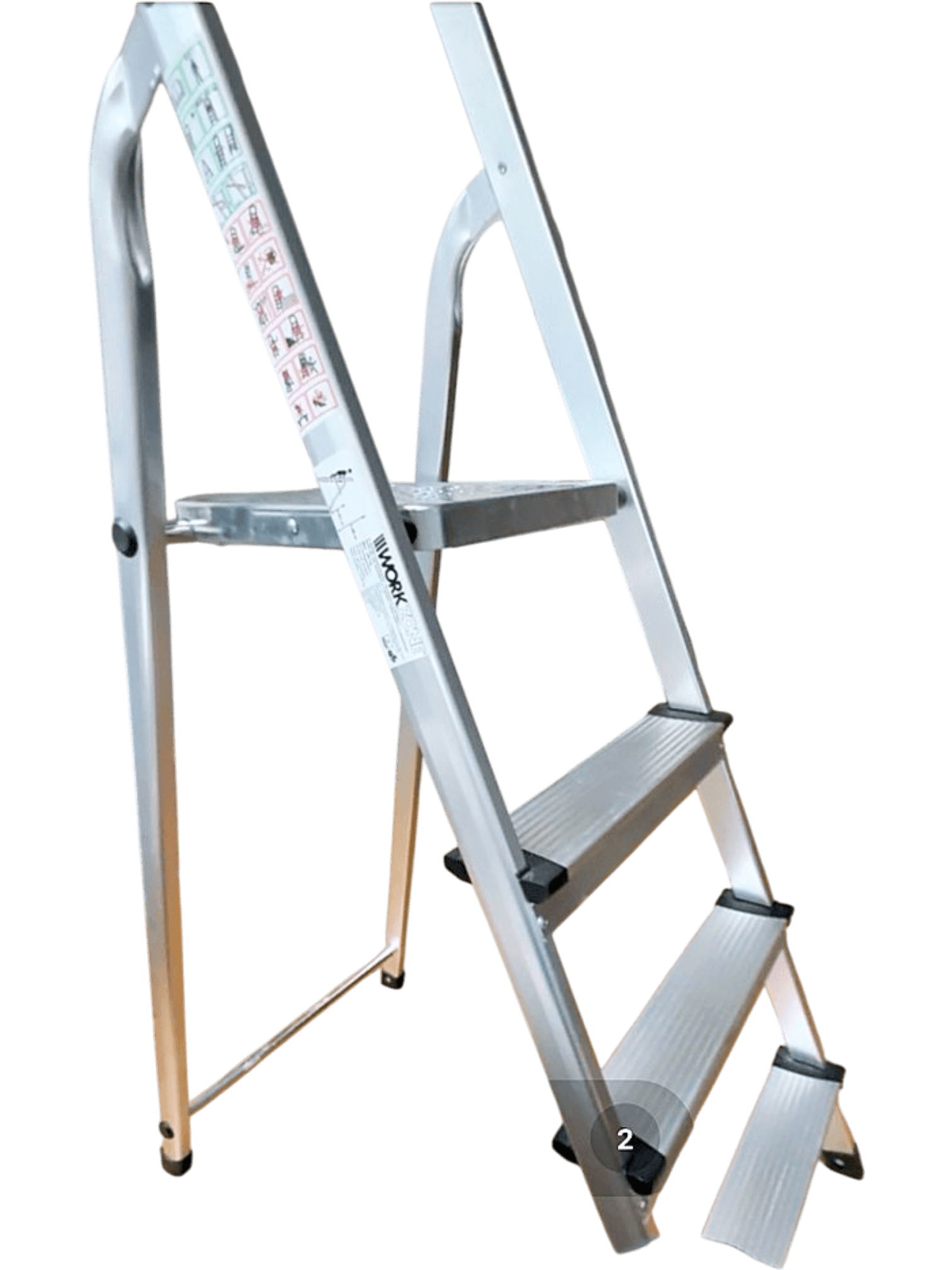 WORKZONE Metal Step Ladder with Safety Markings 1