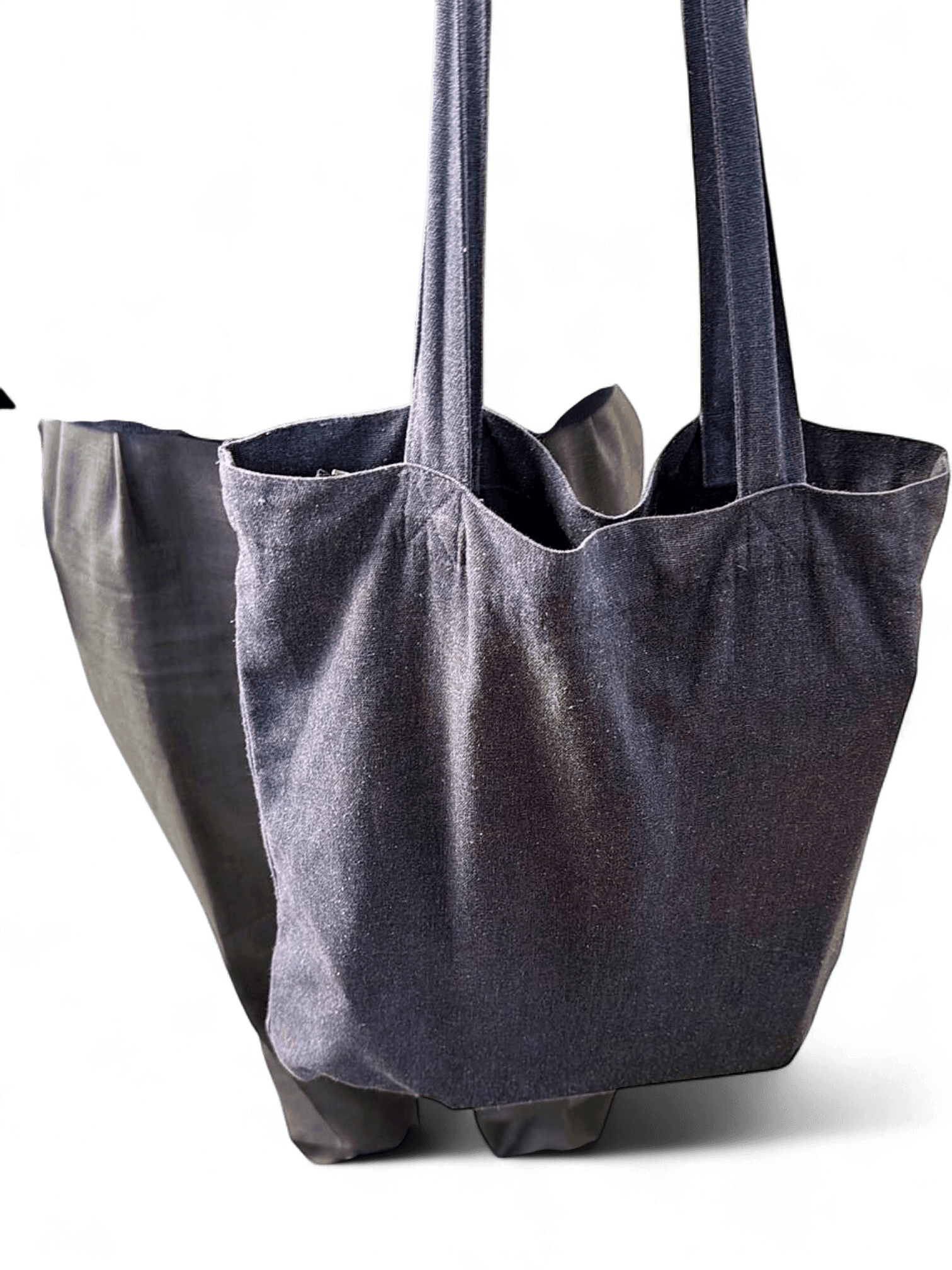 Grey Cotton Canvas Tote Bag - Casual Shoulder Bag 1