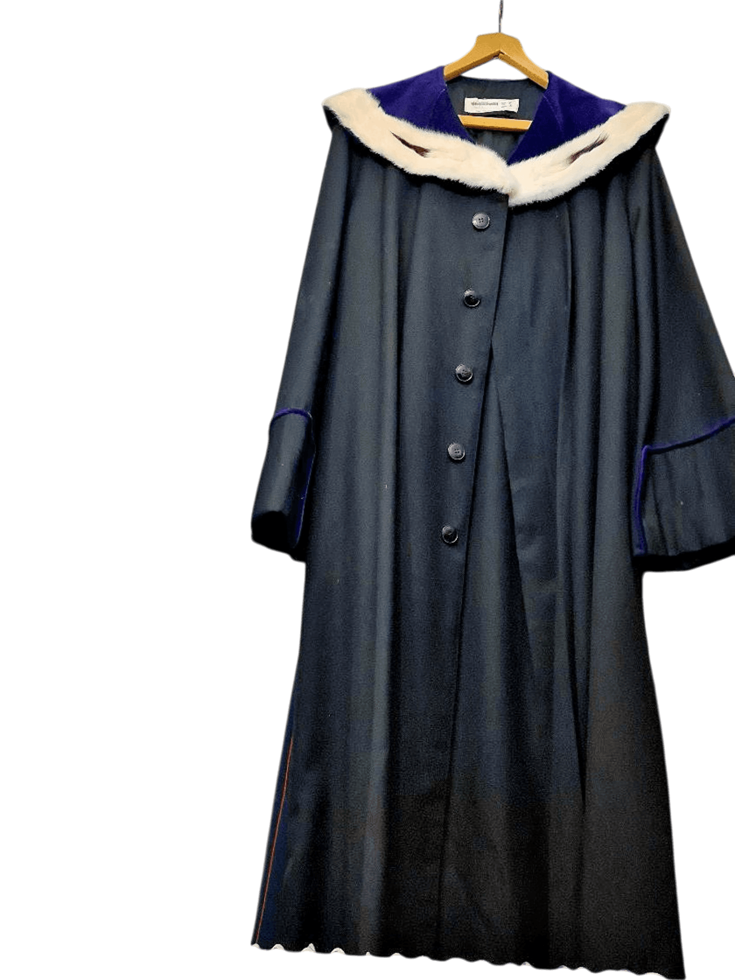 Academic Graduation Robe with Purple Velvet & White Fur Trim 1