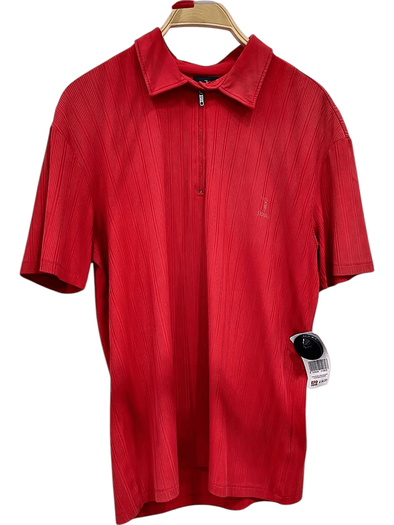 troussardi Red Zip-Up Polo Shirt with Textured Fabric - Short Sleeve 1