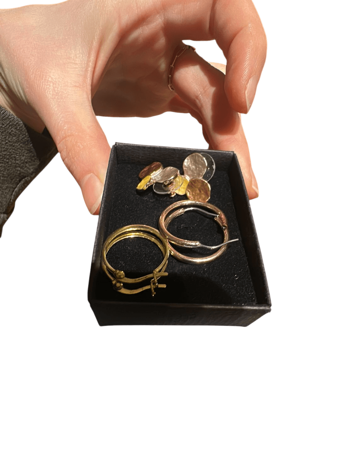 Mixed Metal Earring Set - Gold & Silver Hoops with Disc Earrings 2