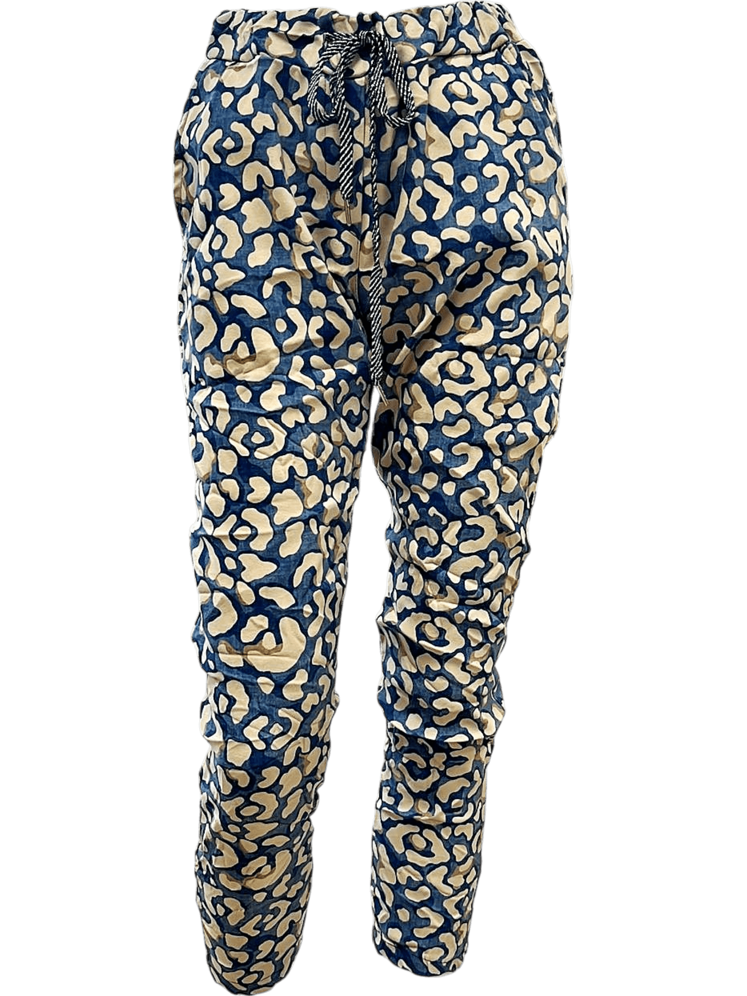 Damen Jogginghose mit Leopardenmuster in Blau/Beige 1