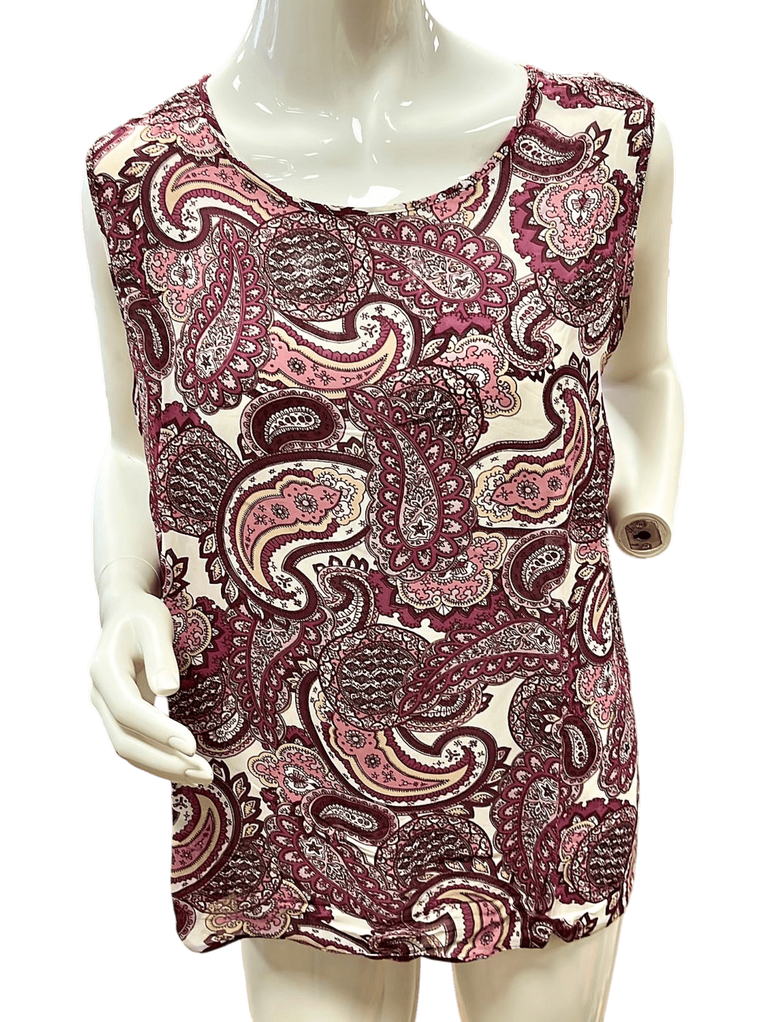 Ärmellose Damenbluse mit Paisley-Muster aus Viscose - Größe 46 1