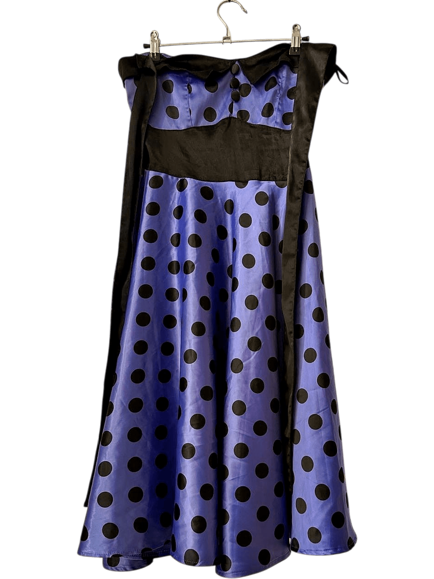 Hell Bunny Blue Polka Dot Strapless A-line Dress - Size M 1