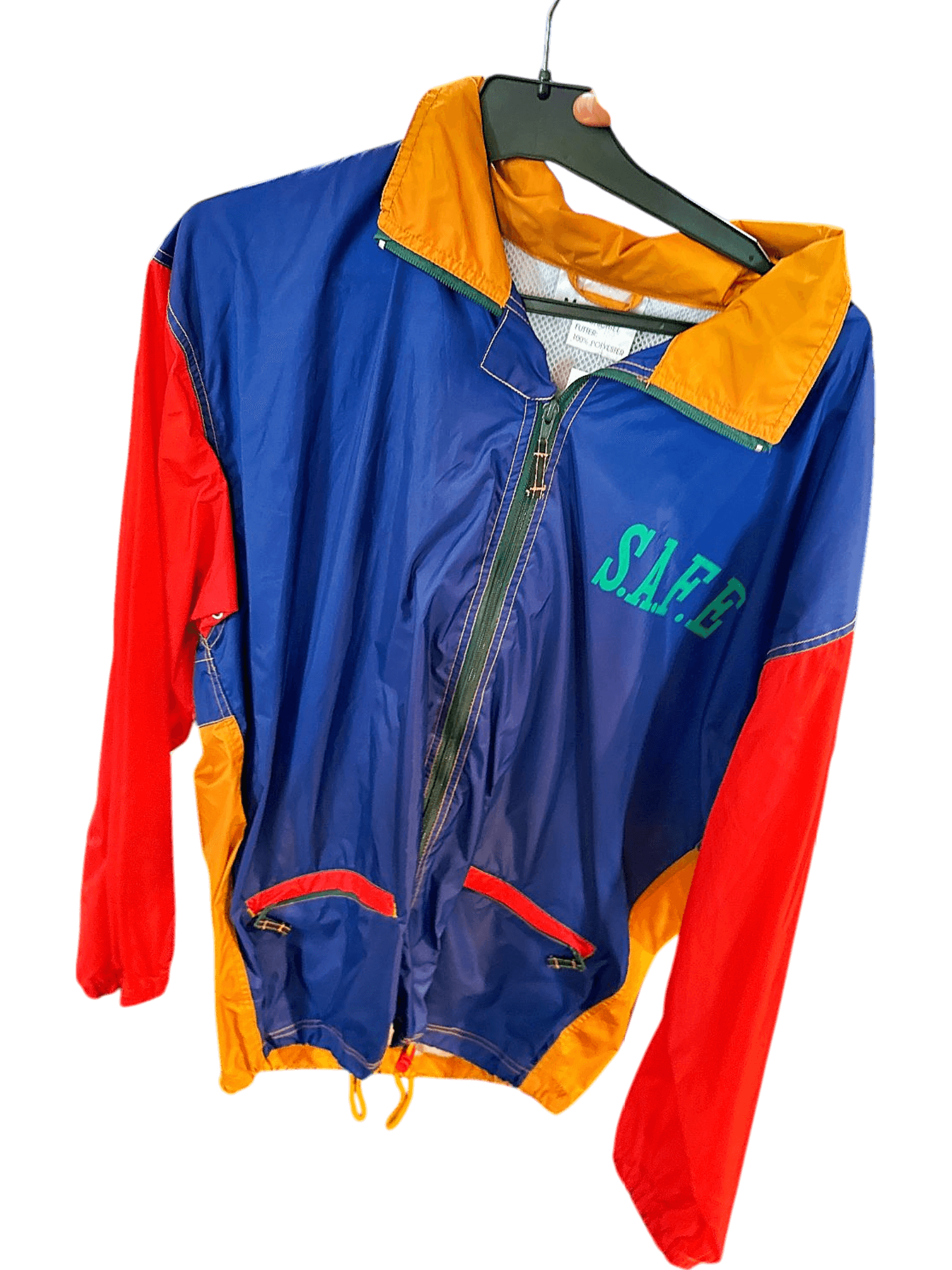 Vintage Colorblock SAFE Windbreaker Jacket - Size M 1