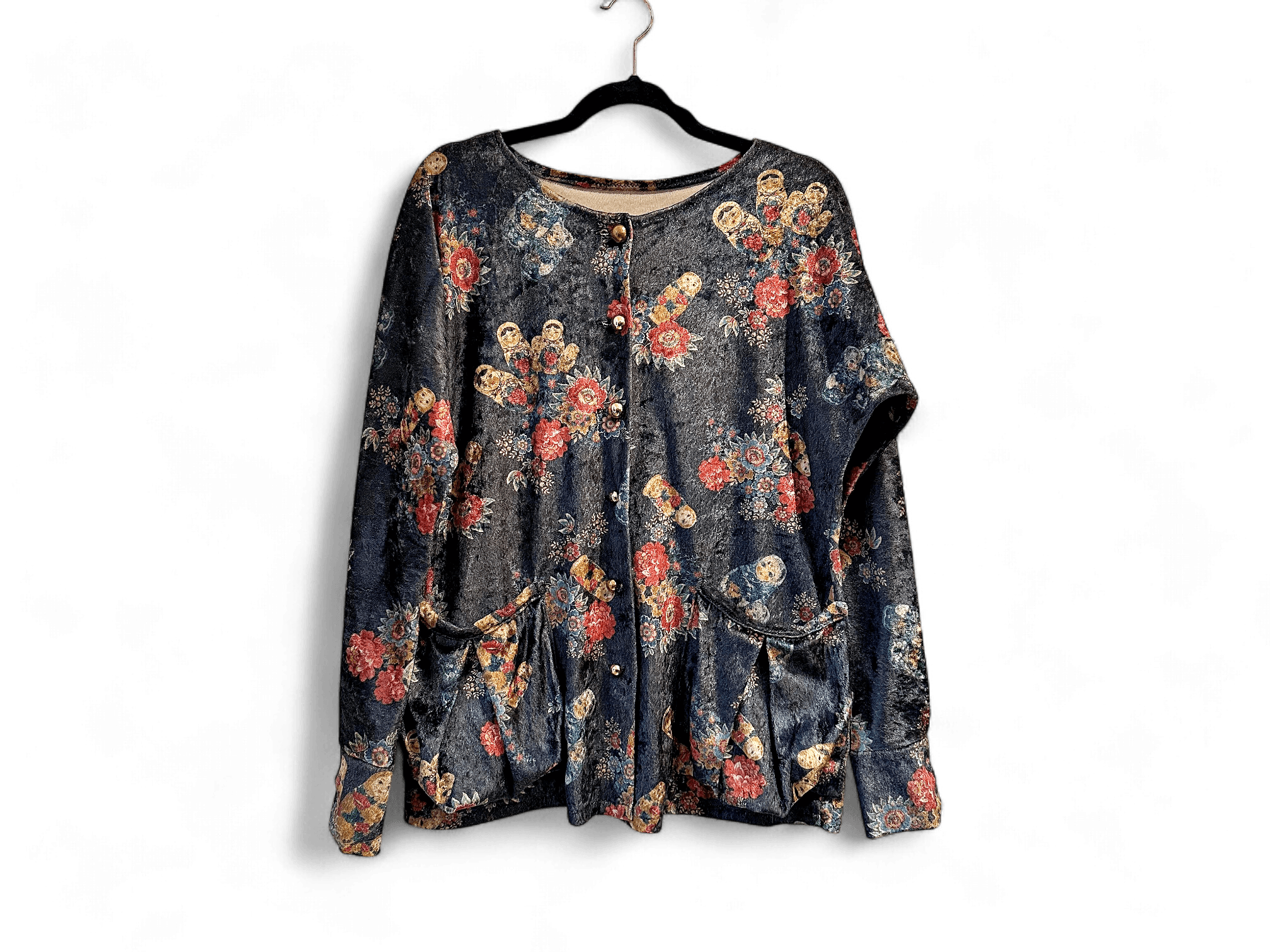 Vintage Floral Patterned Long Sleeve Sweater 2