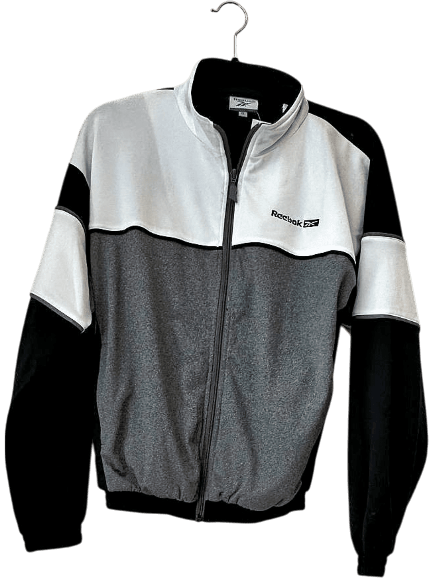 Reebok Color Block Track Jacket - White, Grey & Black - Size L 1