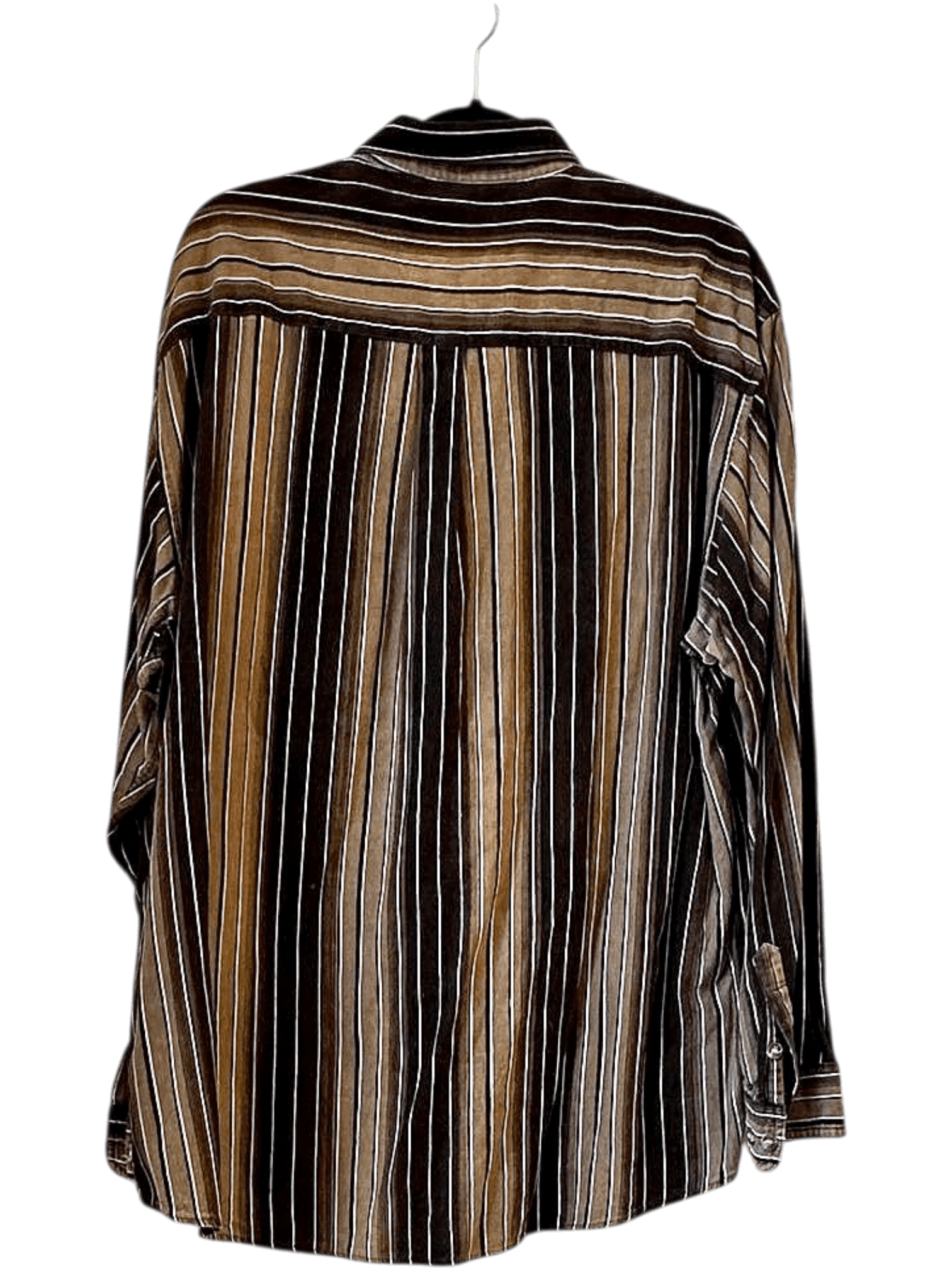vintage 90s Striped Button-Down Shirt - Brown & Black - Size L - 100% Cotton 2